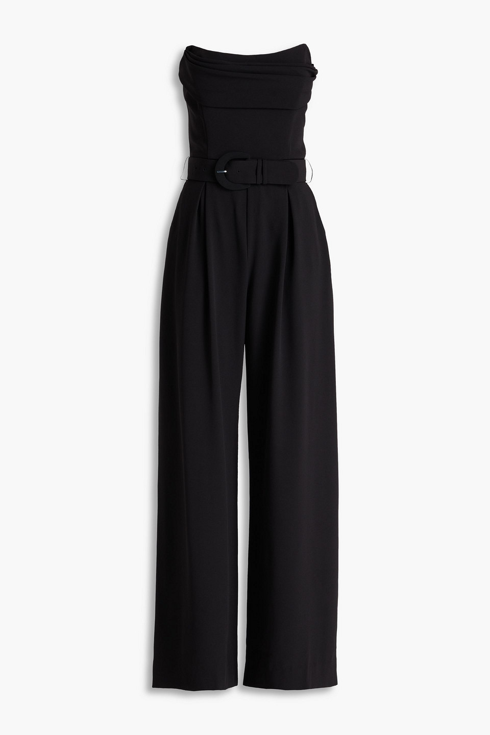 Nicholas Ophilia Strapless Draped Crepe Wide-leg Jumpsuit In Black
