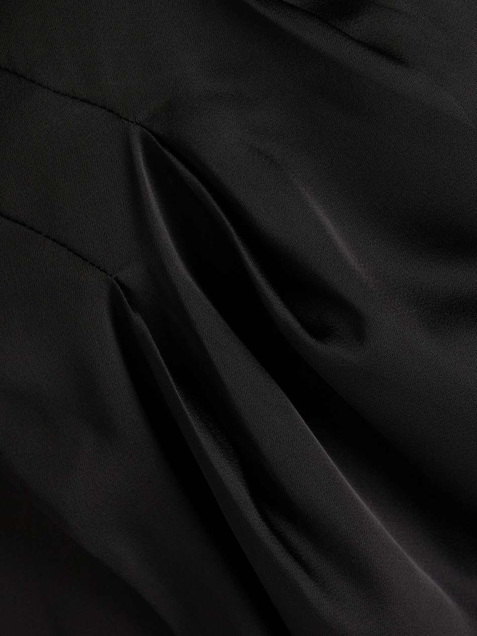 amelia strapless wrap-effect satin maxi dress