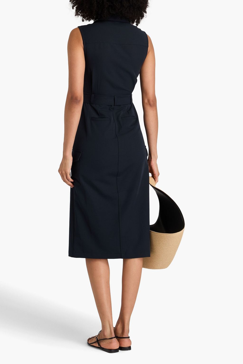DEREK LAM 10 CROSBY Wrap-effect belted twill midi dress