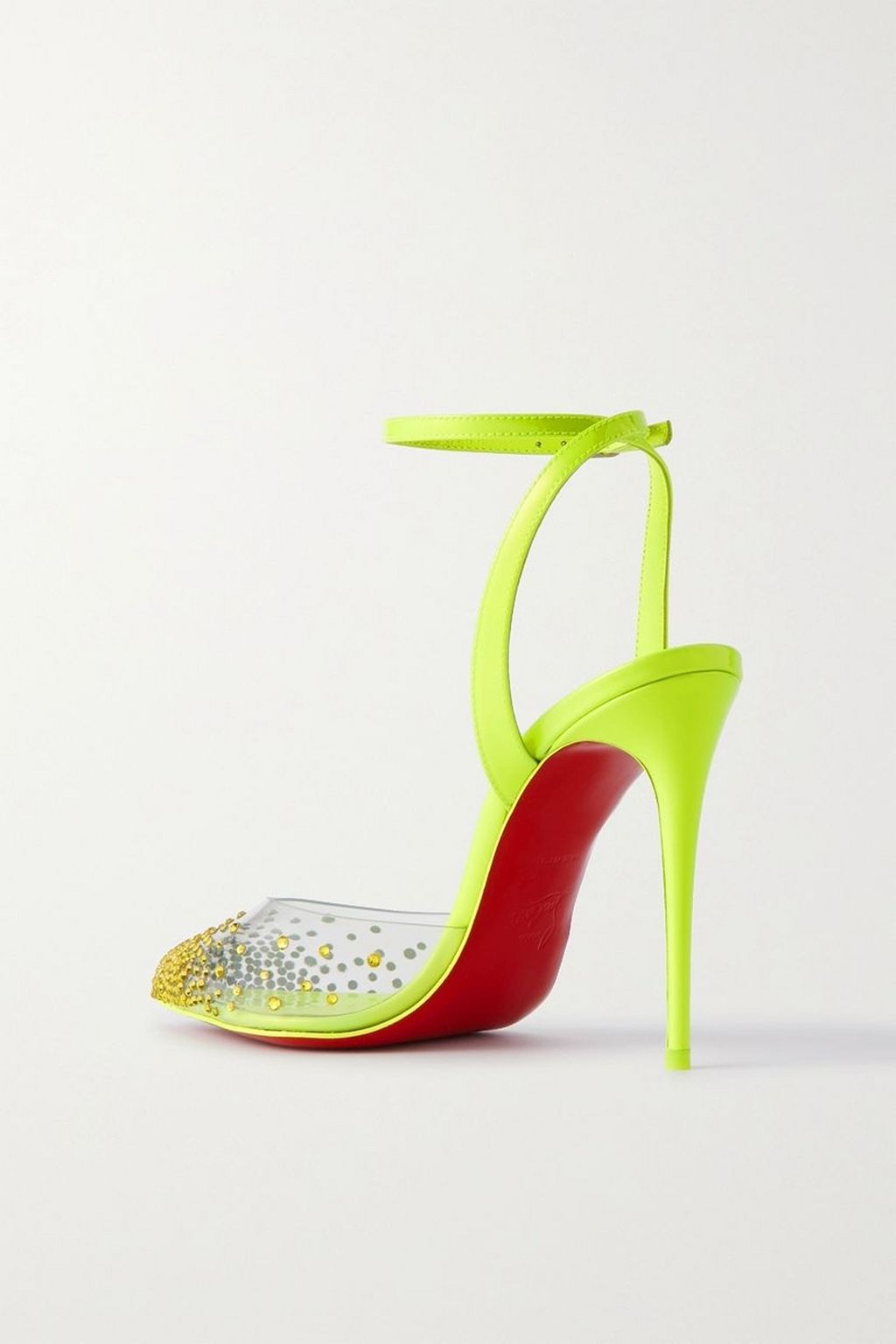 CHRISTIAN LOUBOUTIN Spikaqueen 100 crystal-embellished PVC and leather pumps