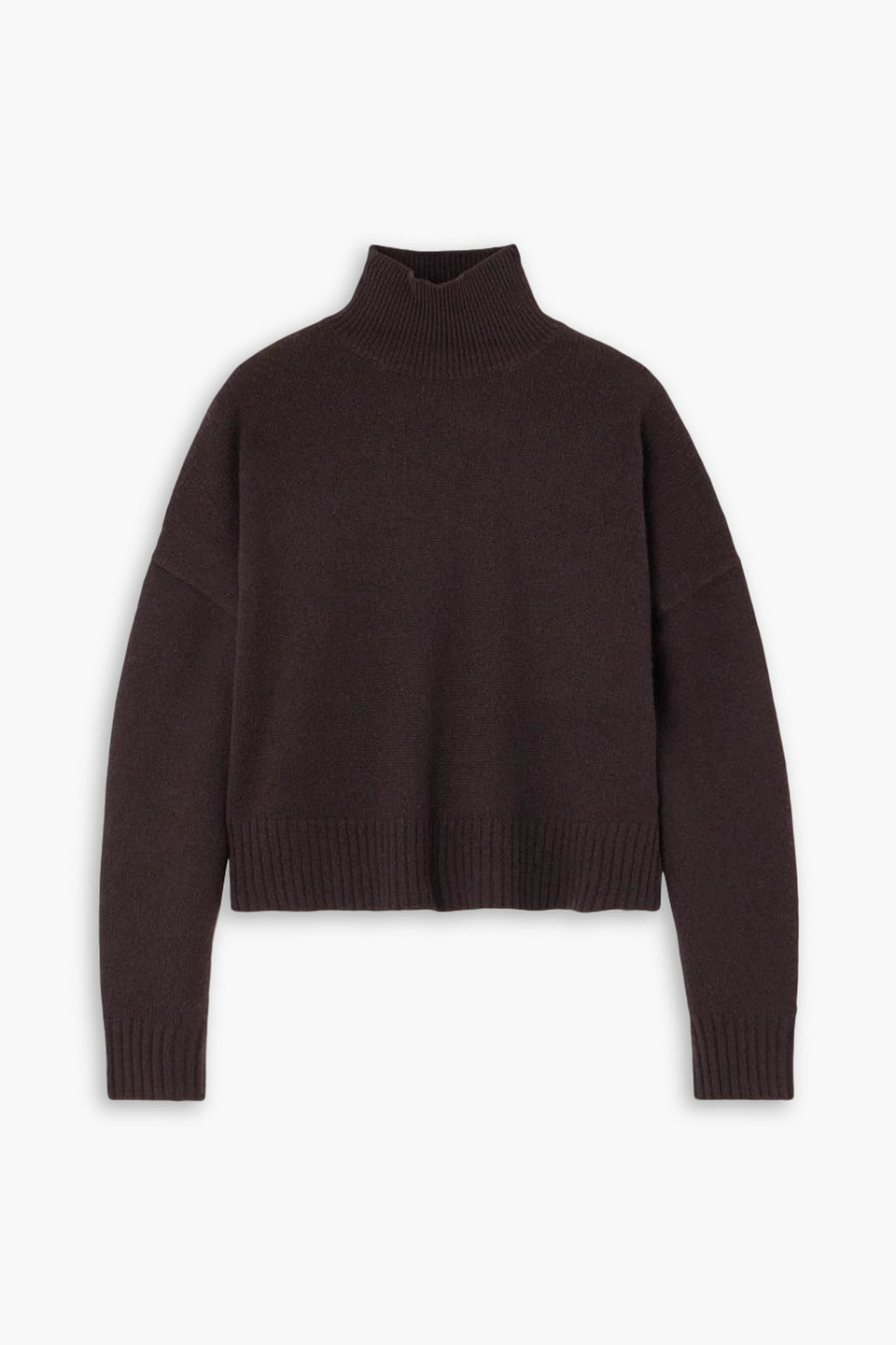 Theory Cropped Cashmere Sweater In Dark Brown