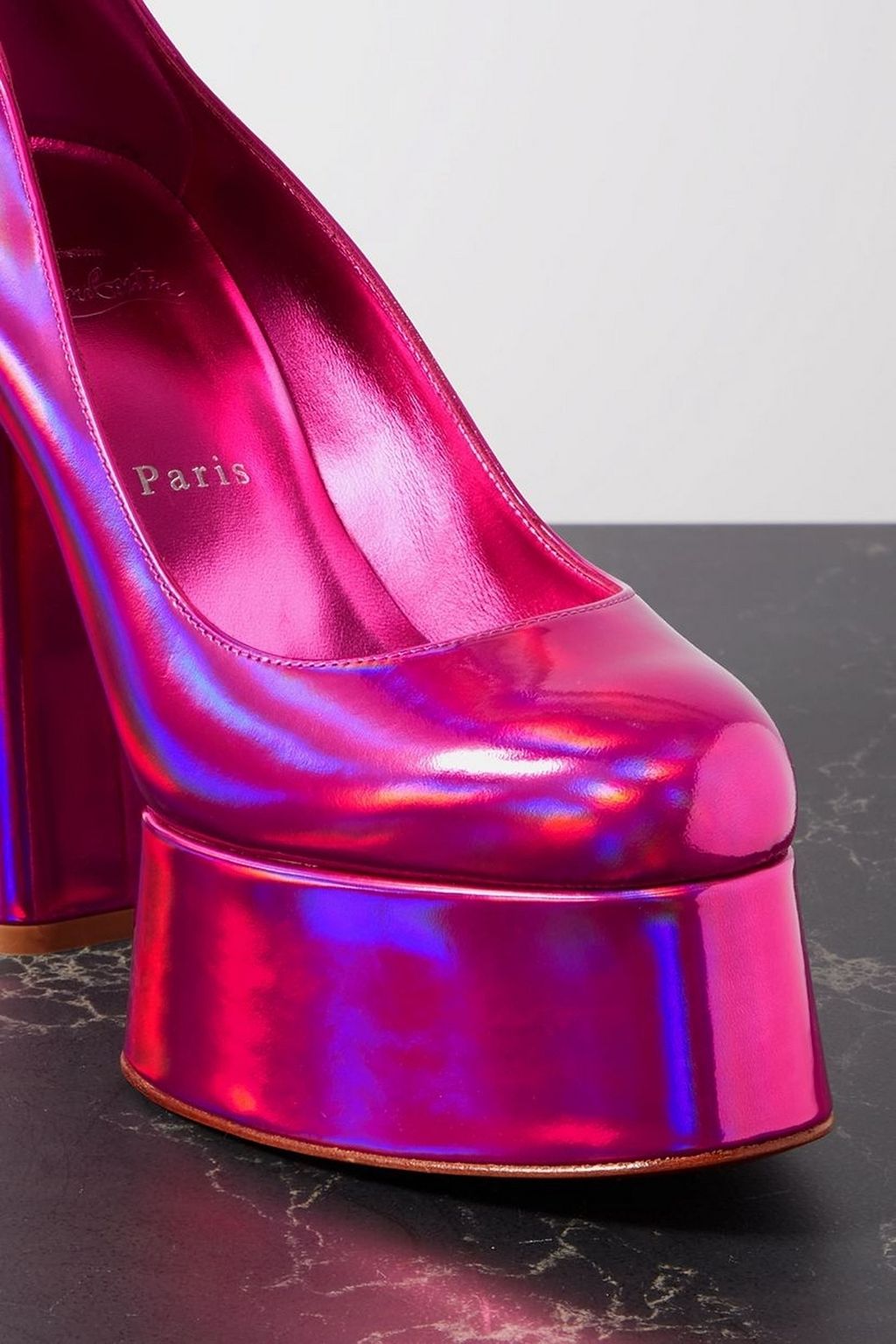 CHRISTIAN LOUBOUTIN Yazefir 130 iridescent leather platform pumps