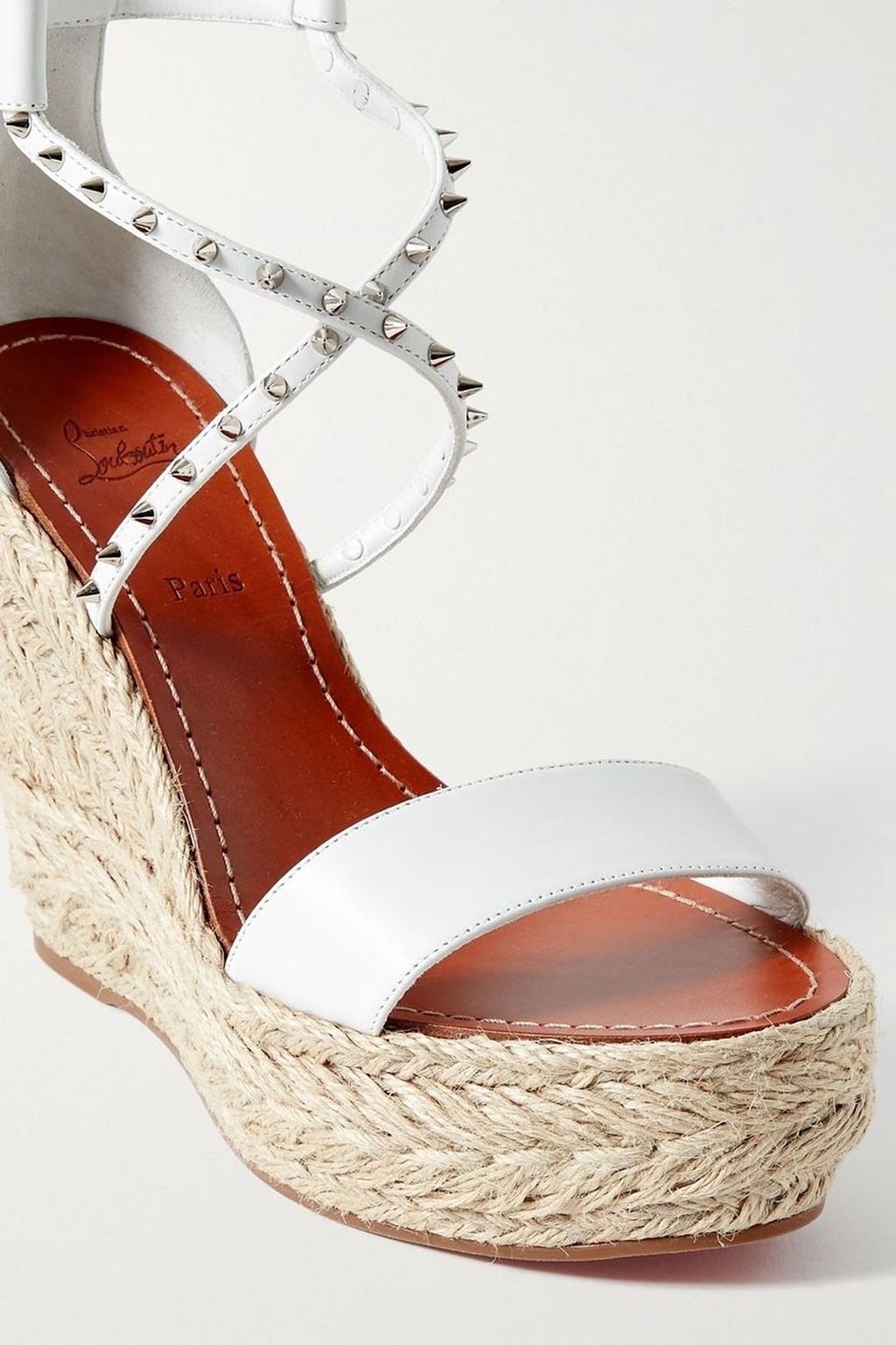 CHRISTIAN LOUBOUTIN Chocazeppa 120 studded leather espadrille wedge sandals