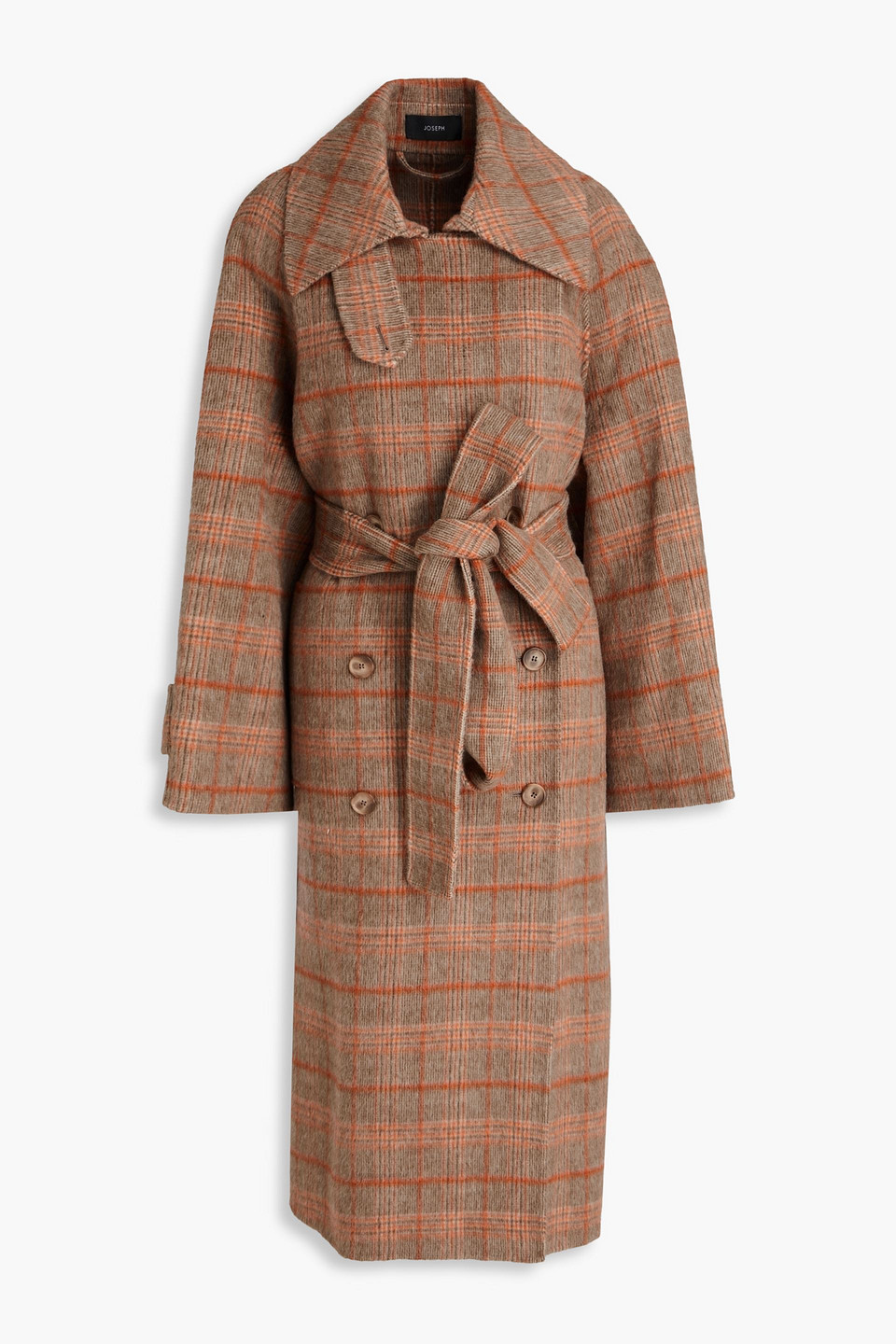 JOSEPH CHECKED WOOL-BLEND FELT COAT