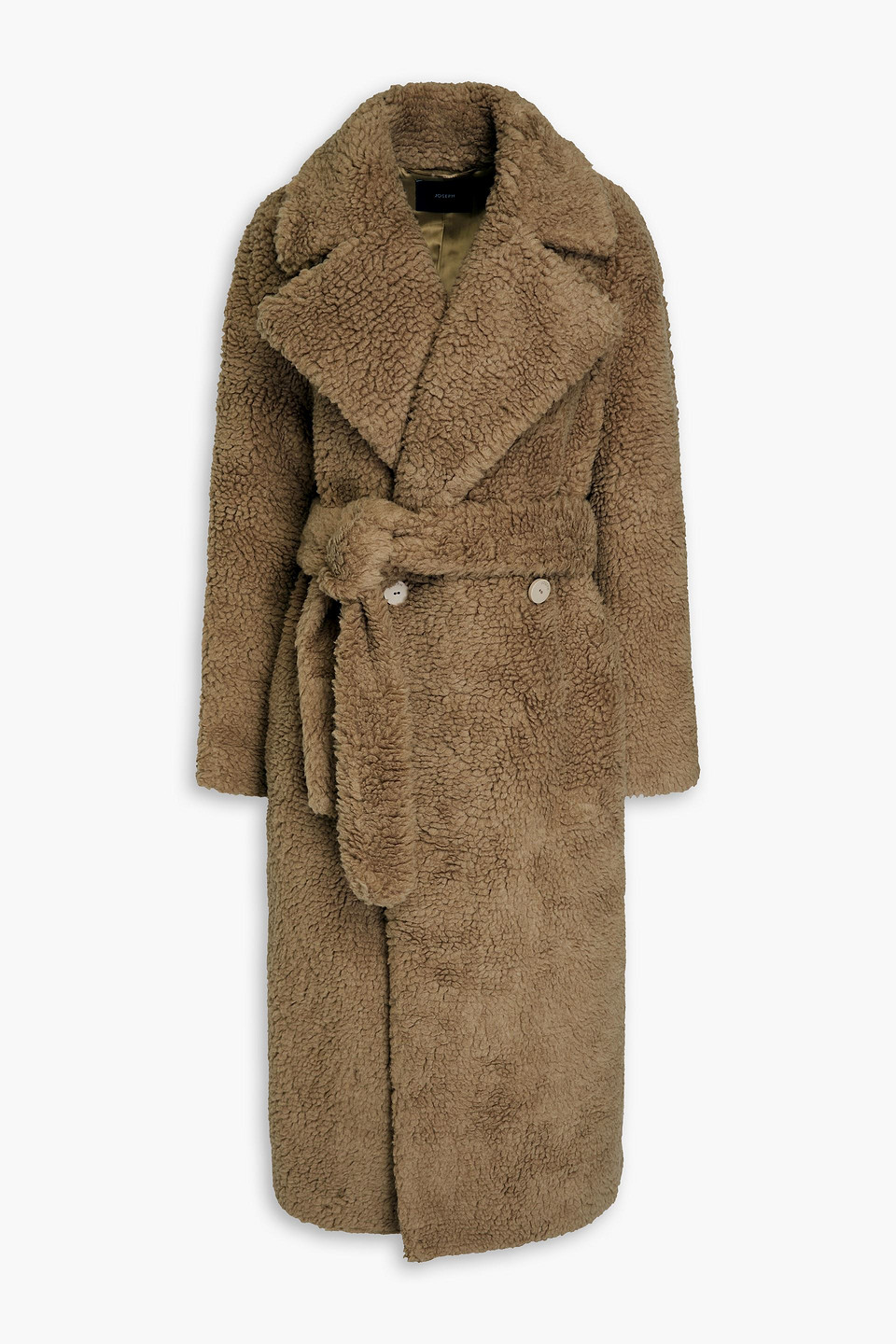 Cabanis double-breasted camel wool and silk-blend coat