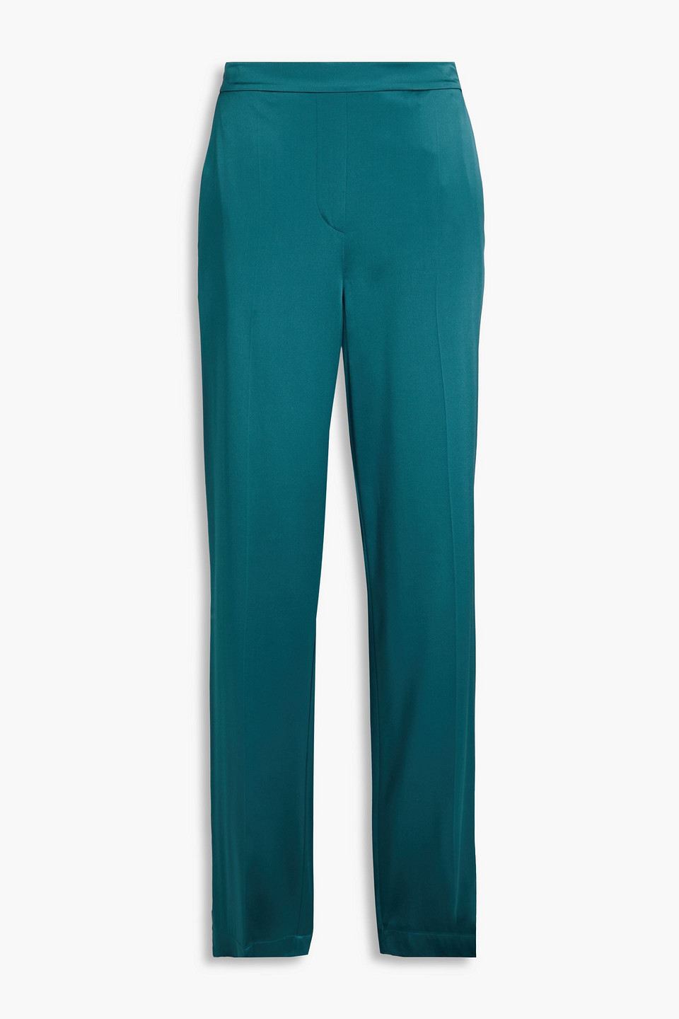 Joseph Tova Silk-satin Straight-leg Trousers In Petrol