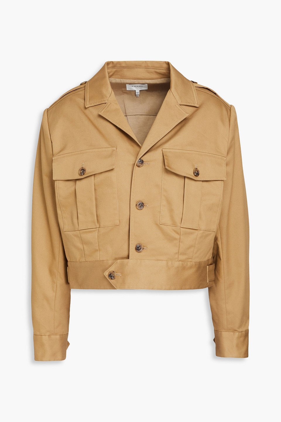 FRAME - Pleated cotton-blend twill jacket - Neutral - XL
