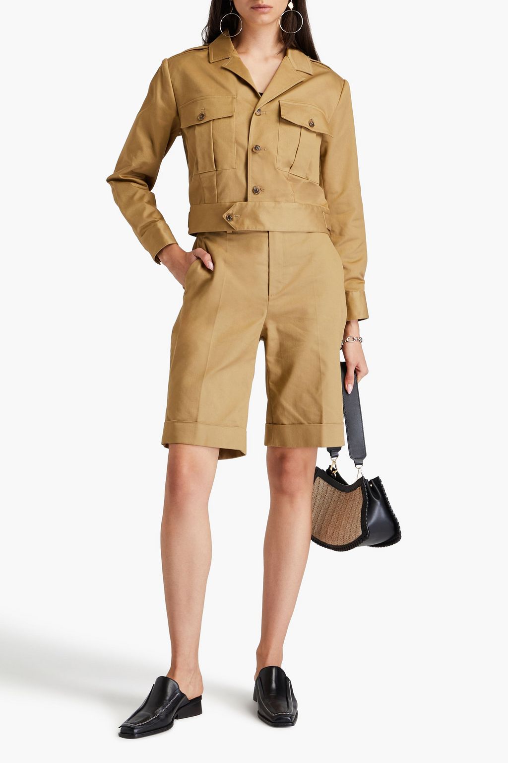FRAME Pleated cotton-blend twill jacket