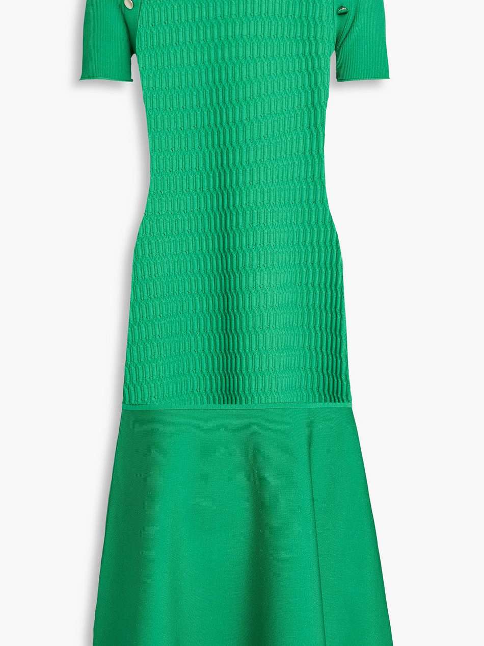 button-embellished knitted midi dress