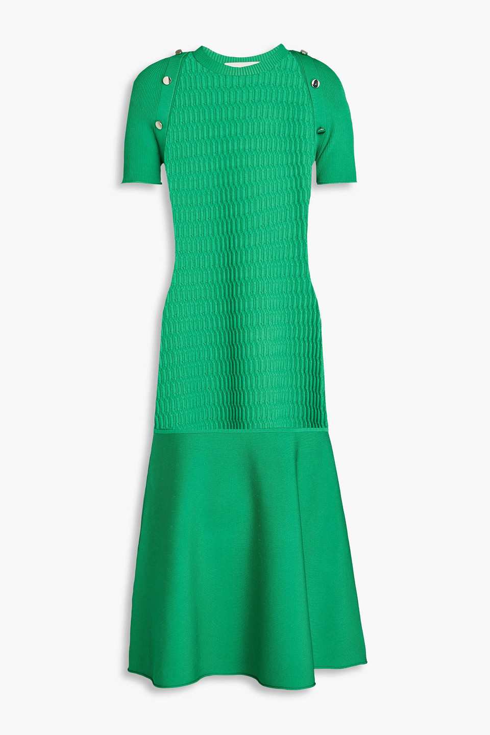 3.1 Phillip Lim Button-embellished Knitted Midi Dress In Green