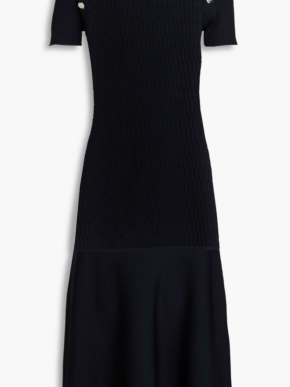 button-embellished knitted midi dress