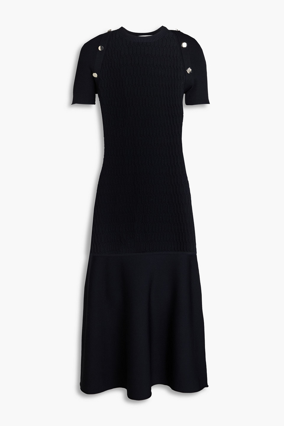 3.1 Phillip Lim Button-embellished Knitted Midi Dress In Midnight Blue