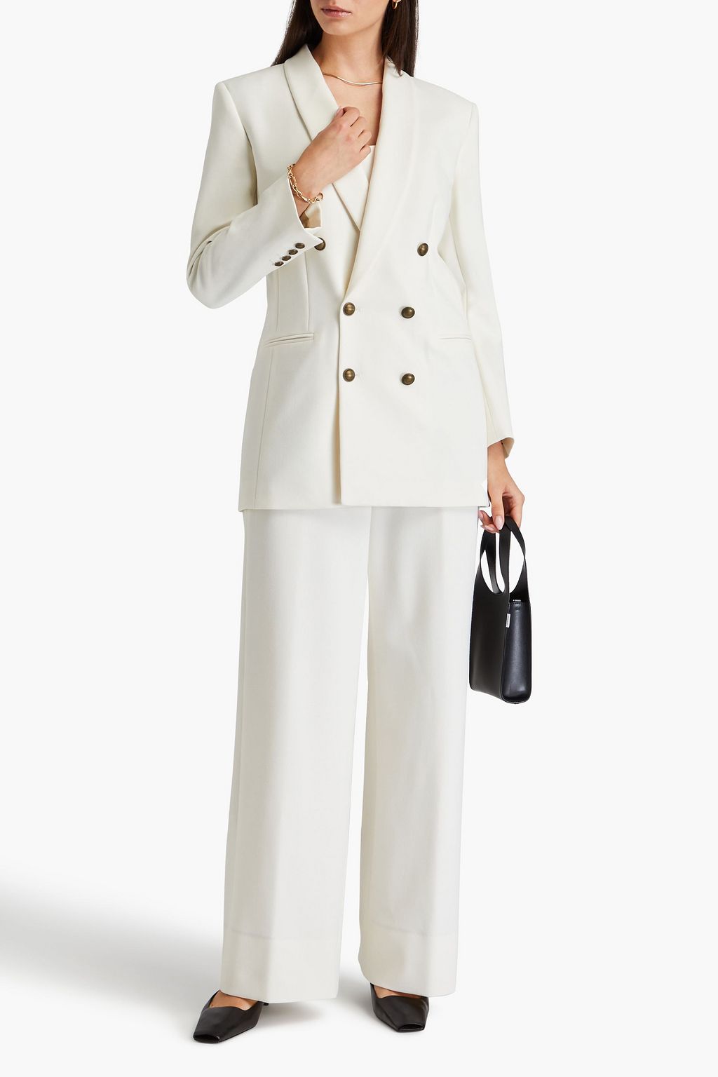 FRAME Double-breasted twill blazer