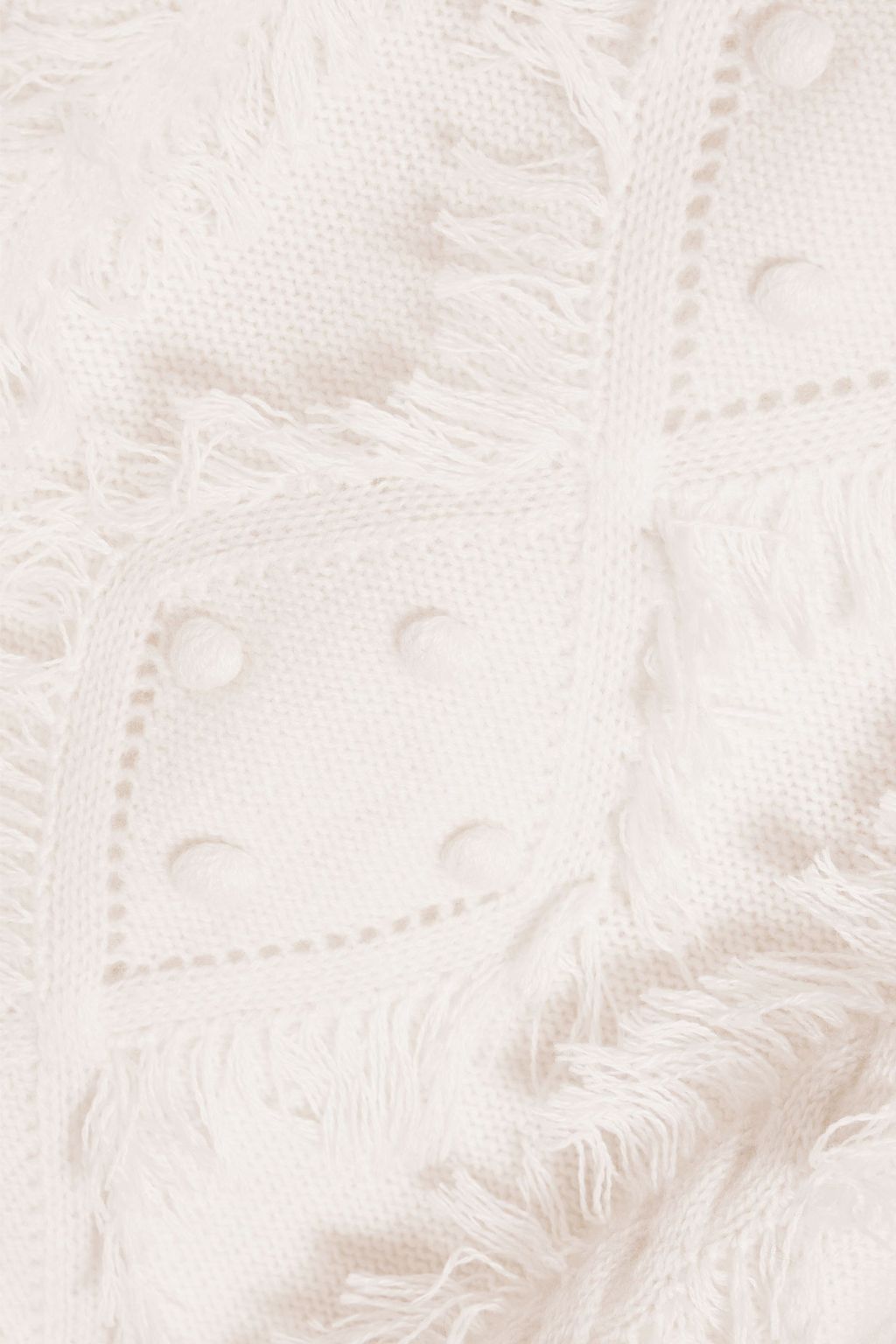 AUTUMN CASHMERE Fringed embellished cable and pointelle-knit cashmere sweater