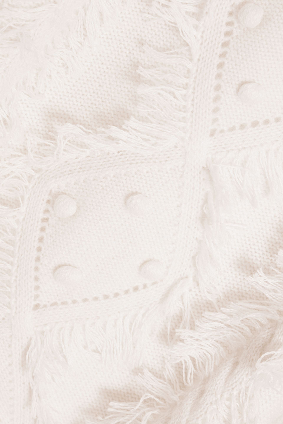 Autumn Cashmere Fringed Embellished Cable And Pointelle-knit Cashmere Sweater In Ivory