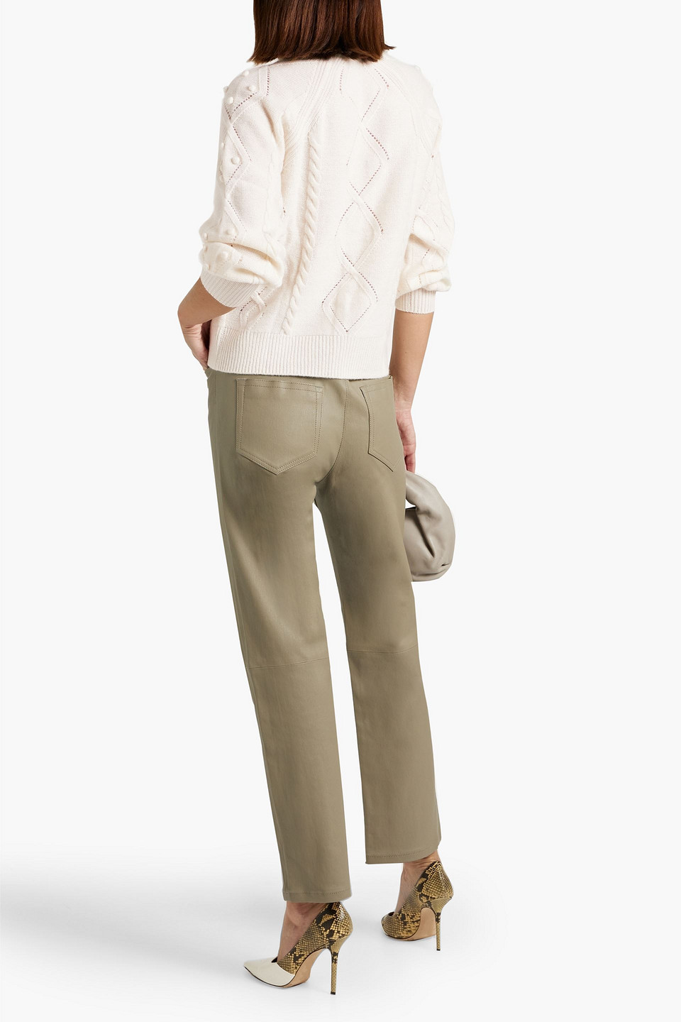 Autumn Cashmere Fringed Embellished Cable And Pointelle-knit Cashmere Sweater In Ivory
