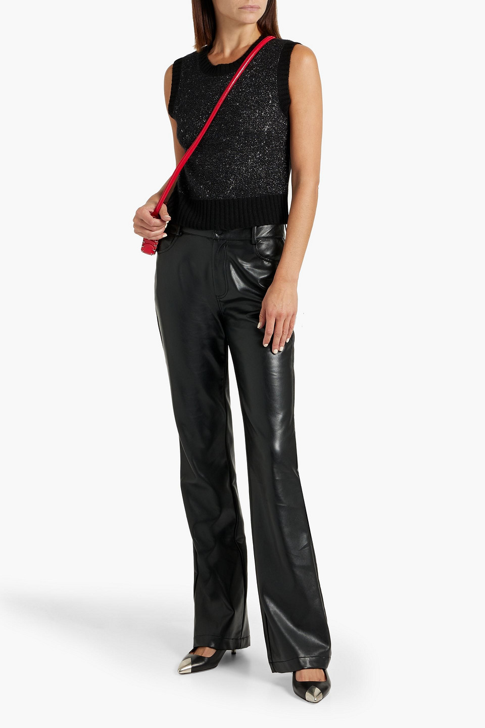 Autumn Cashmere Metallic Cashmere-blend Vest In Black