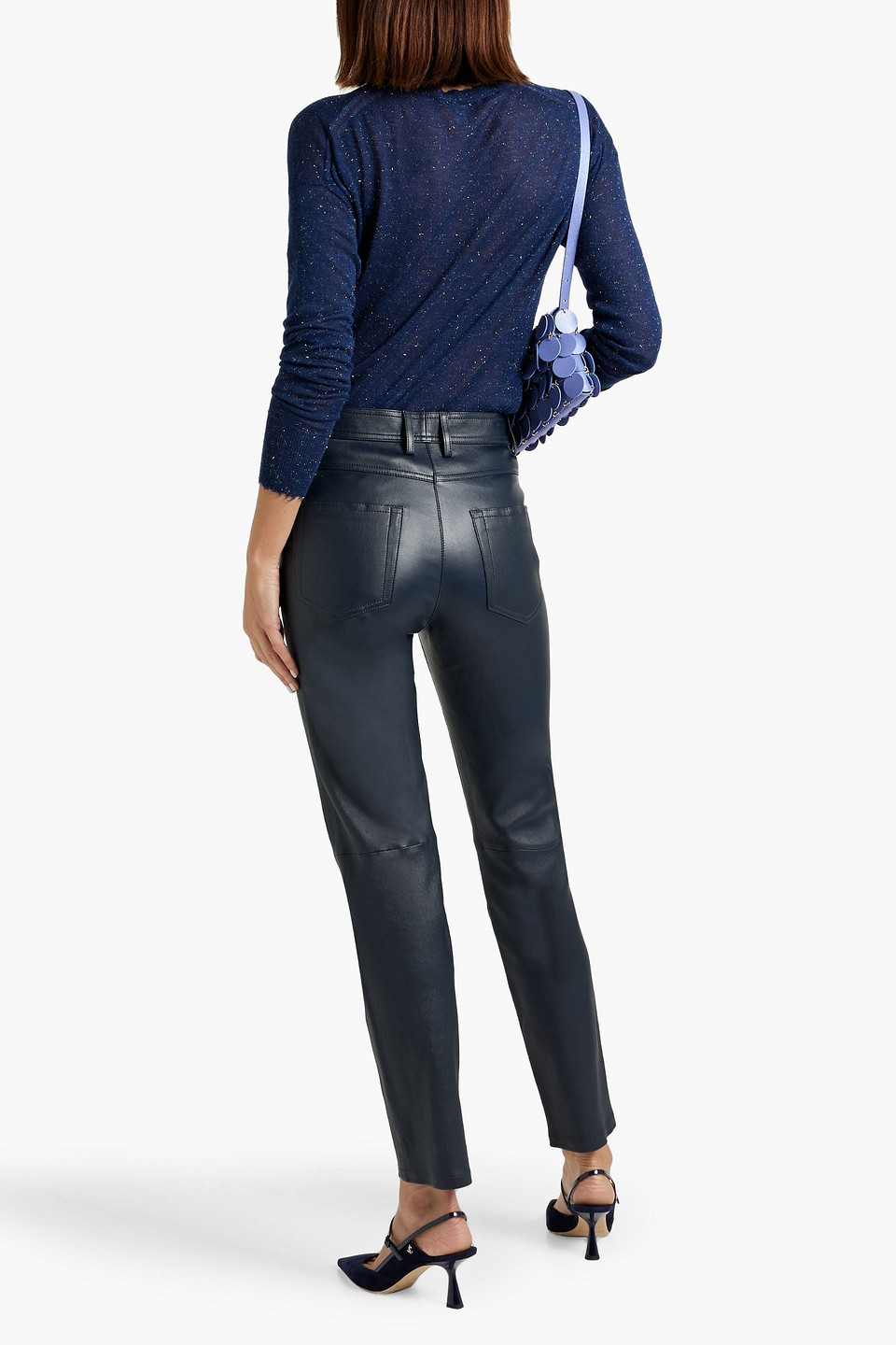 Autumn Cashmere Metallic Knitted Sweater In Navy