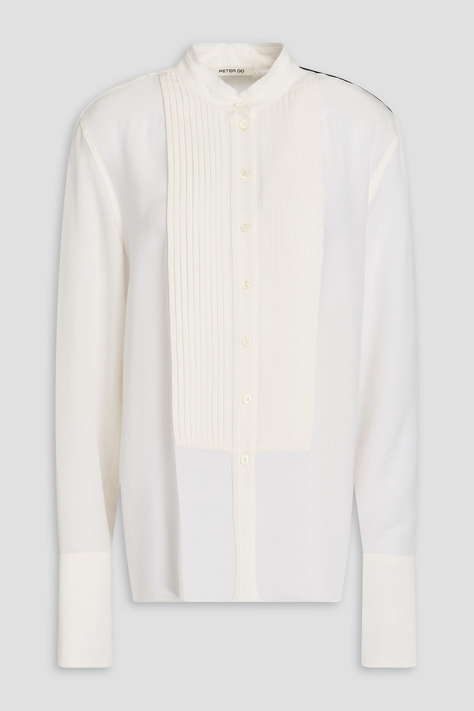 Peter Do - Pintucked silk crepe de chine shirt - White - FR 38