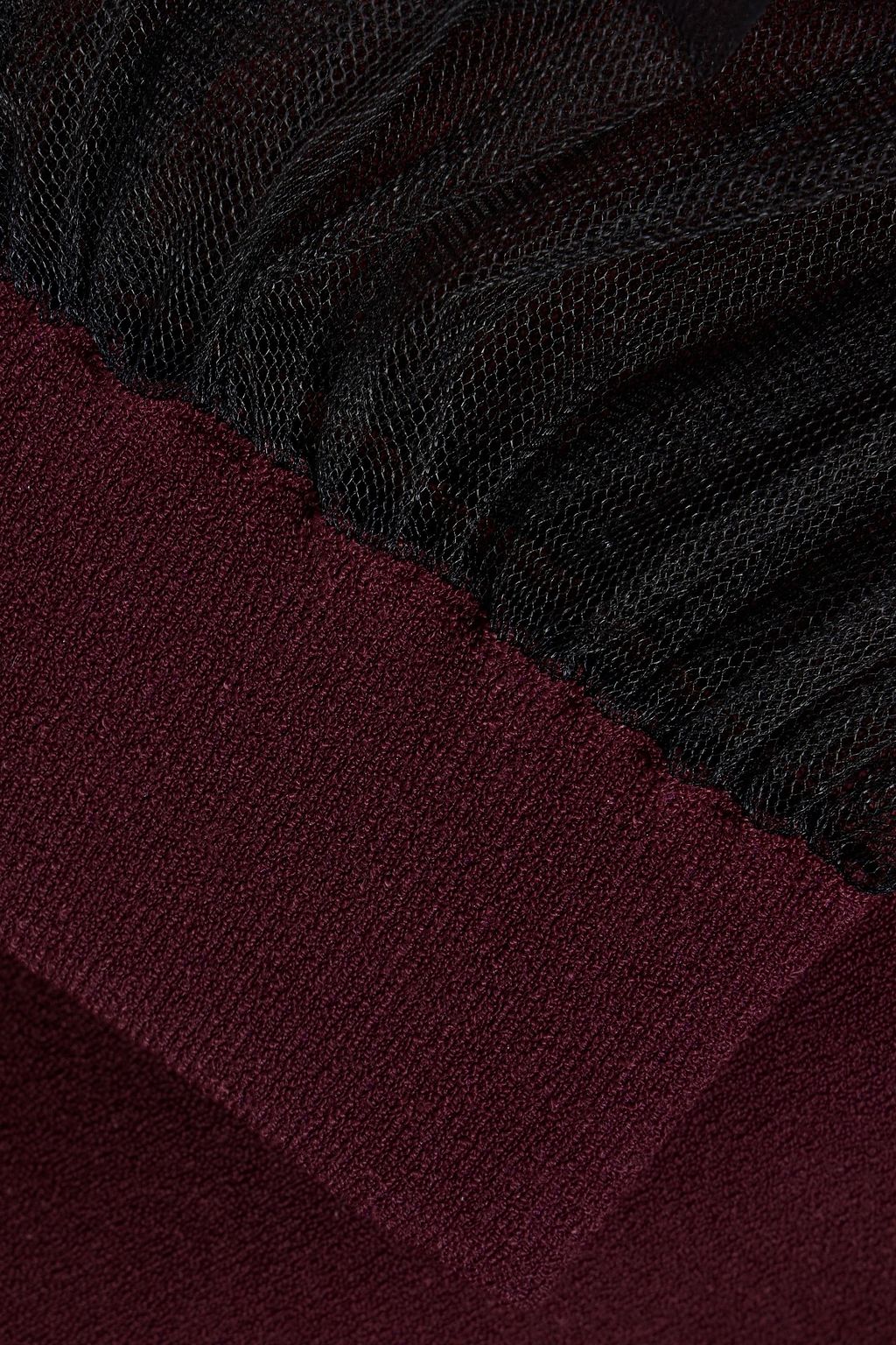 AUTUMN CASHMERE Tulle-paneled bouclé-knit top