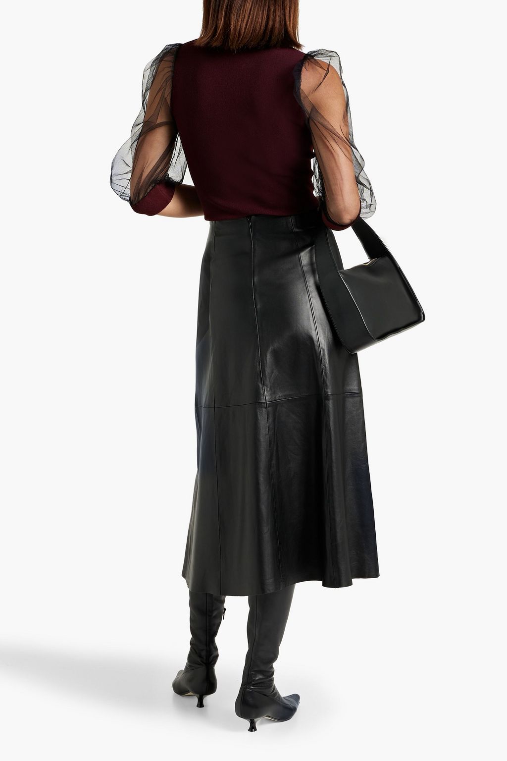 AUTUMN CASHMERE Tulle-paneled bouclé-knit top