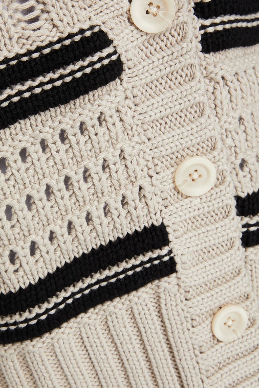 COTTON BY AUTUMN CASHMERE كارديغان من القطن بحبكة كروشيه وبتصميم مخطط