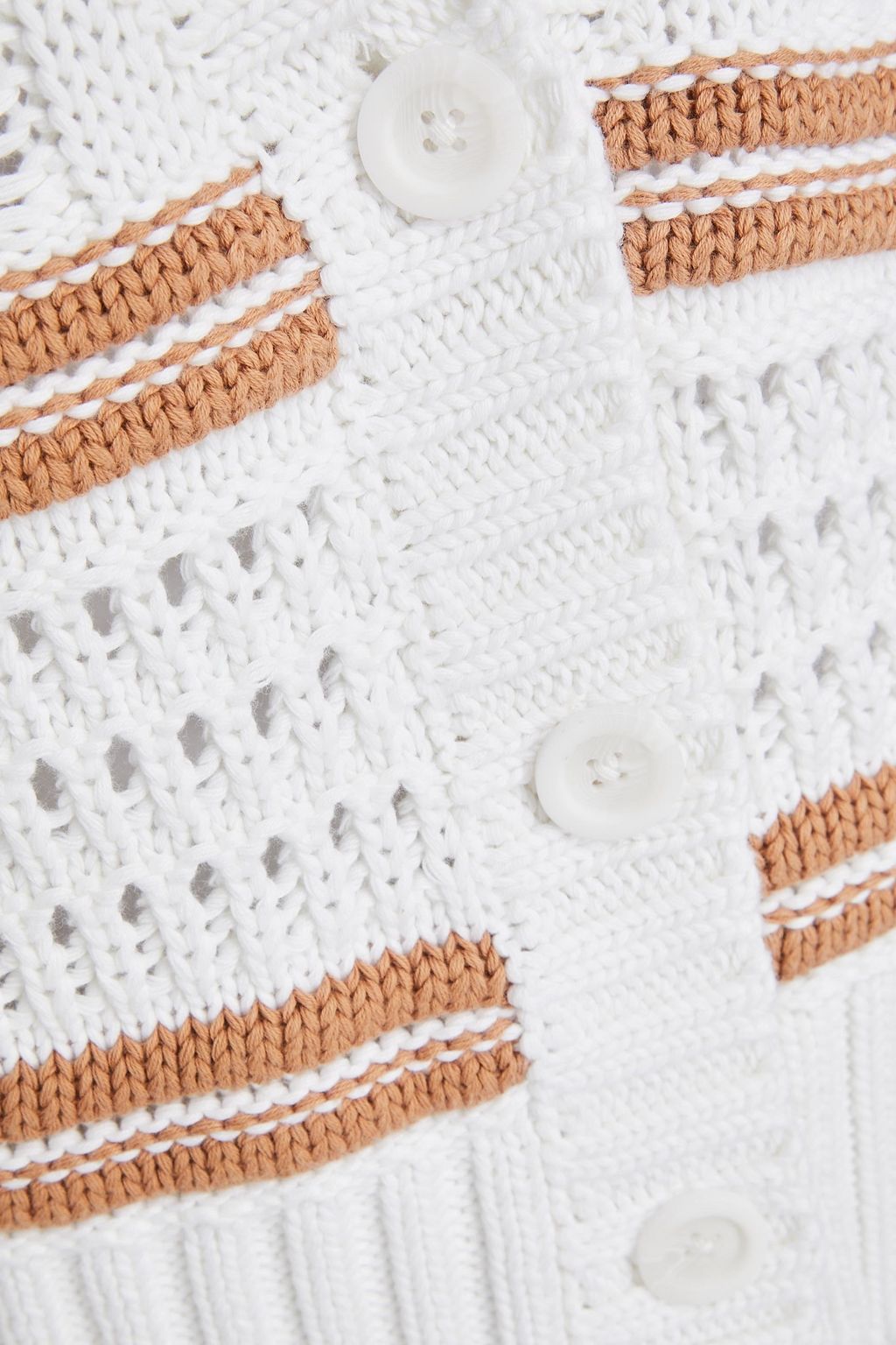 COTTON BY AUTUMN CASHMERE كارديغان من القطن بحبكة كروشيه وبتصميم مخطط
