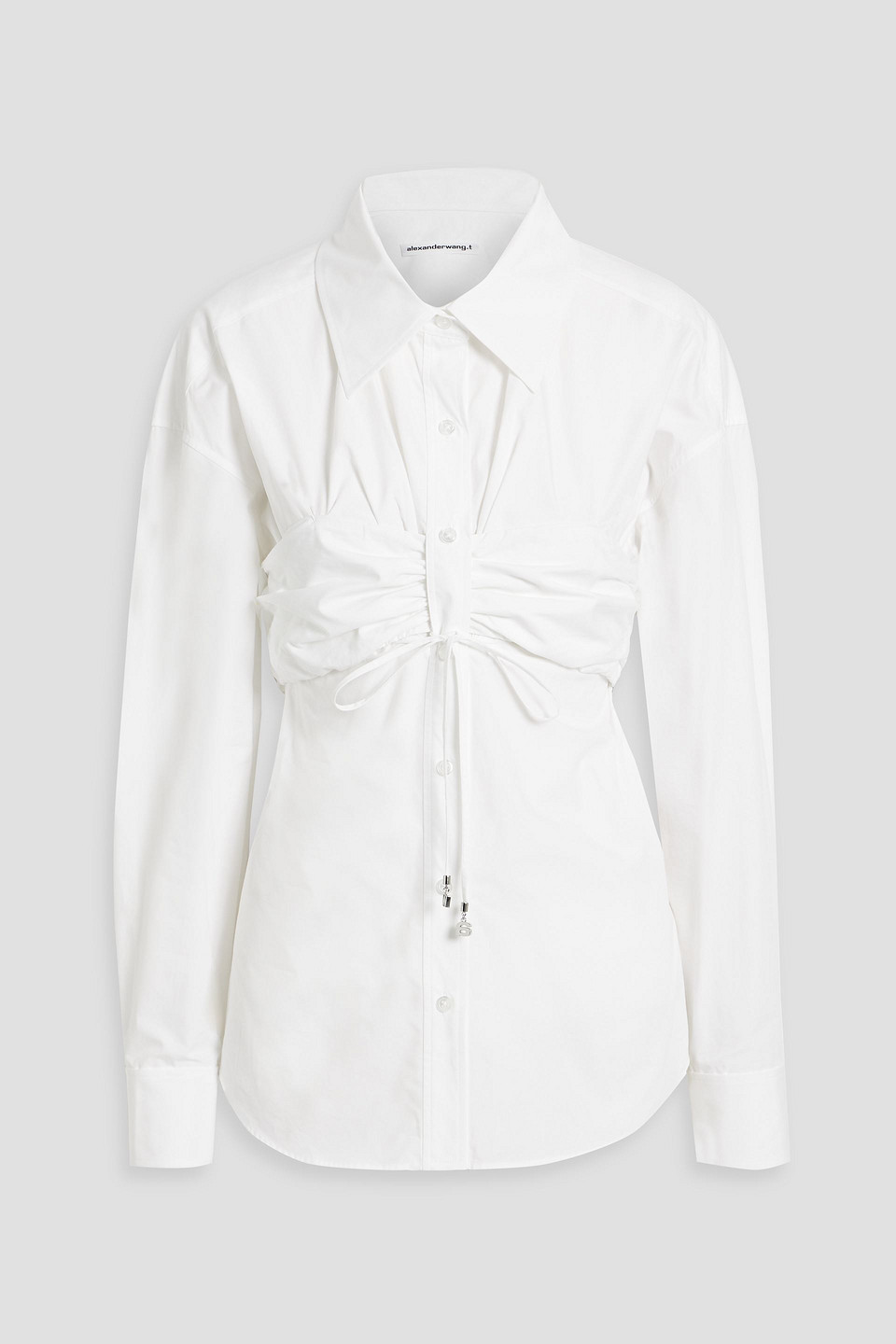 alexanderwang.t - Embellished ruched cotton-poplin shirt - White - US 0