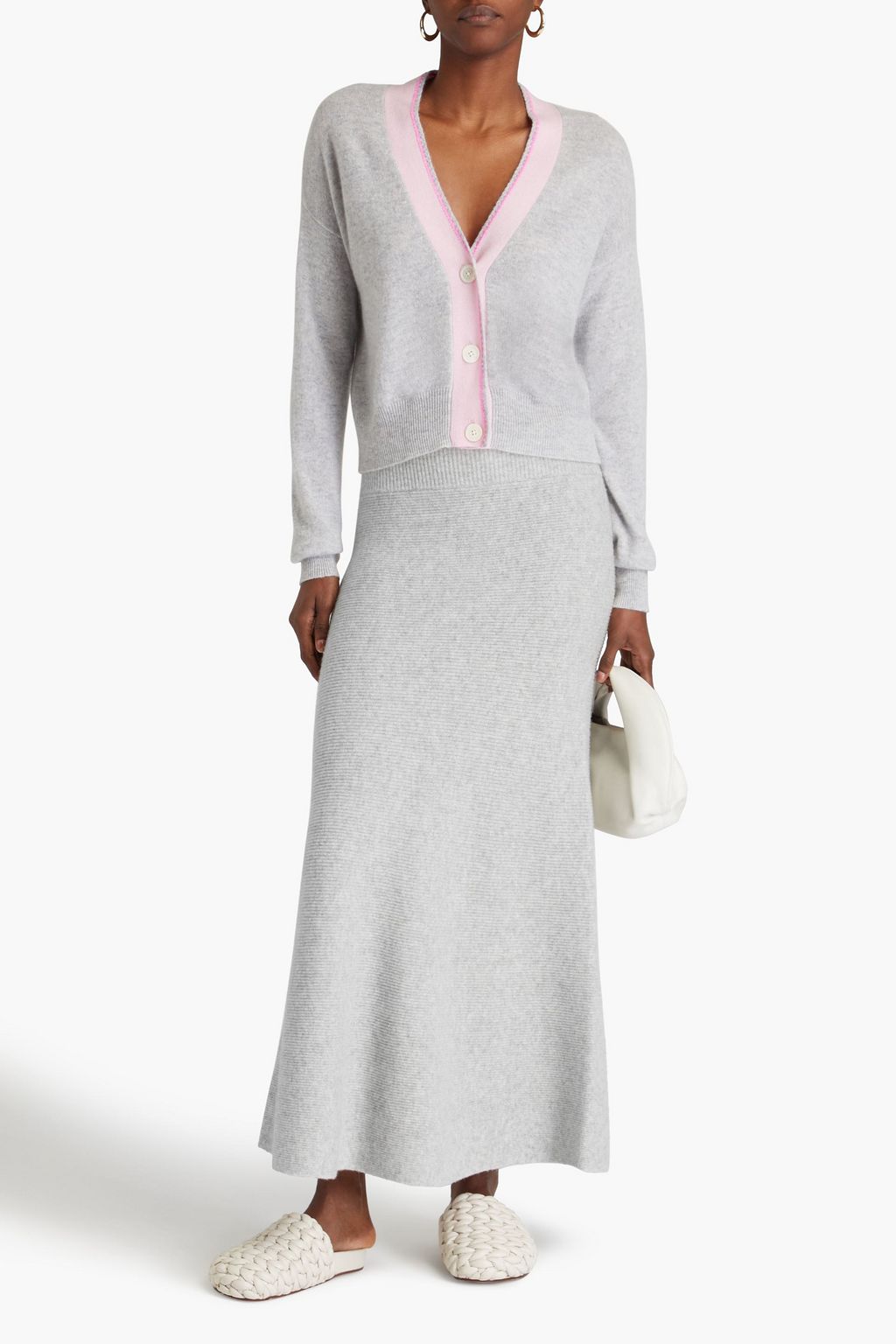 AUTUMN CASHMERE Two-tone cashmere cardigan