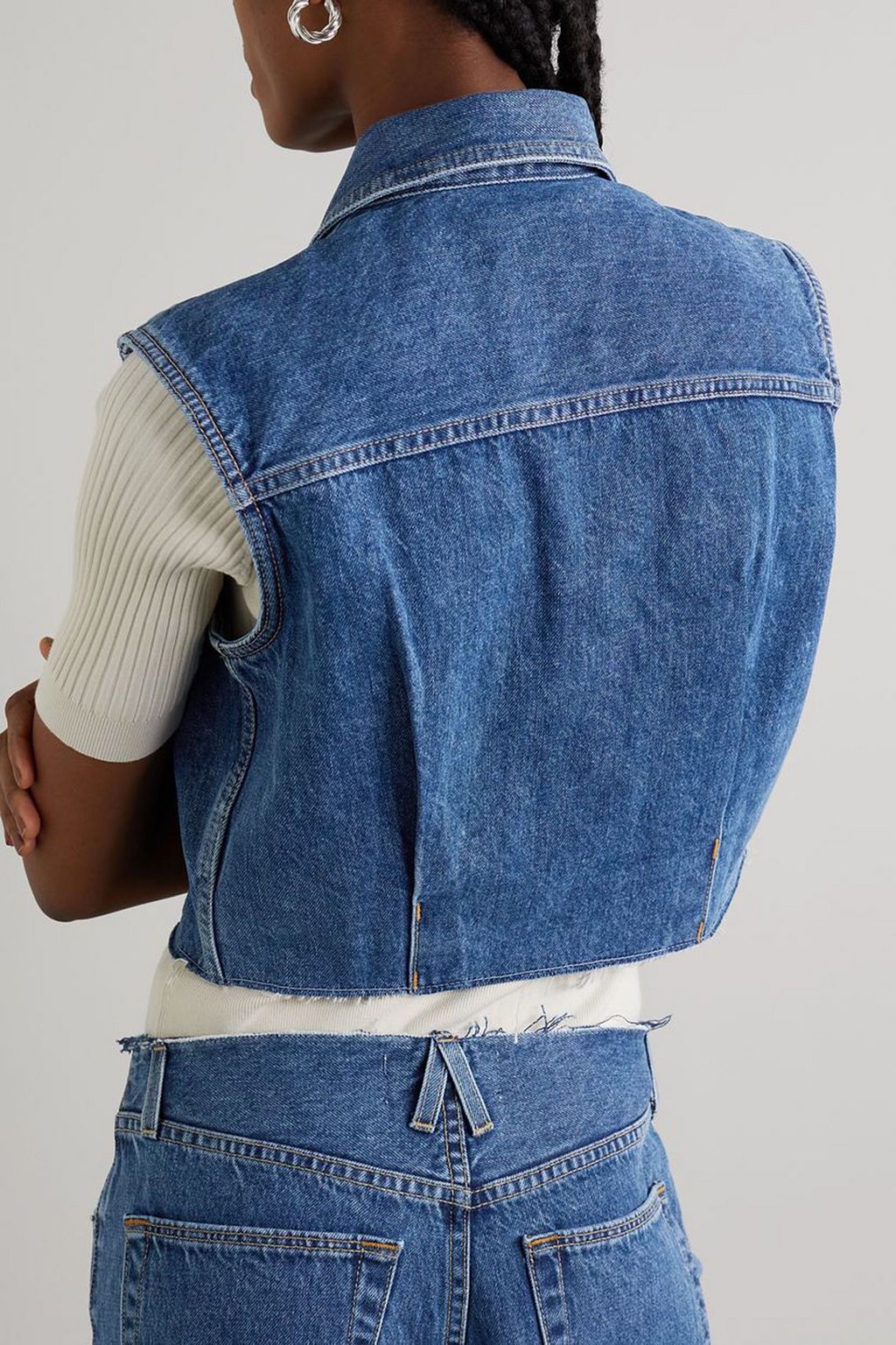 SLVRLAKE Maya cropped frayed denim vest