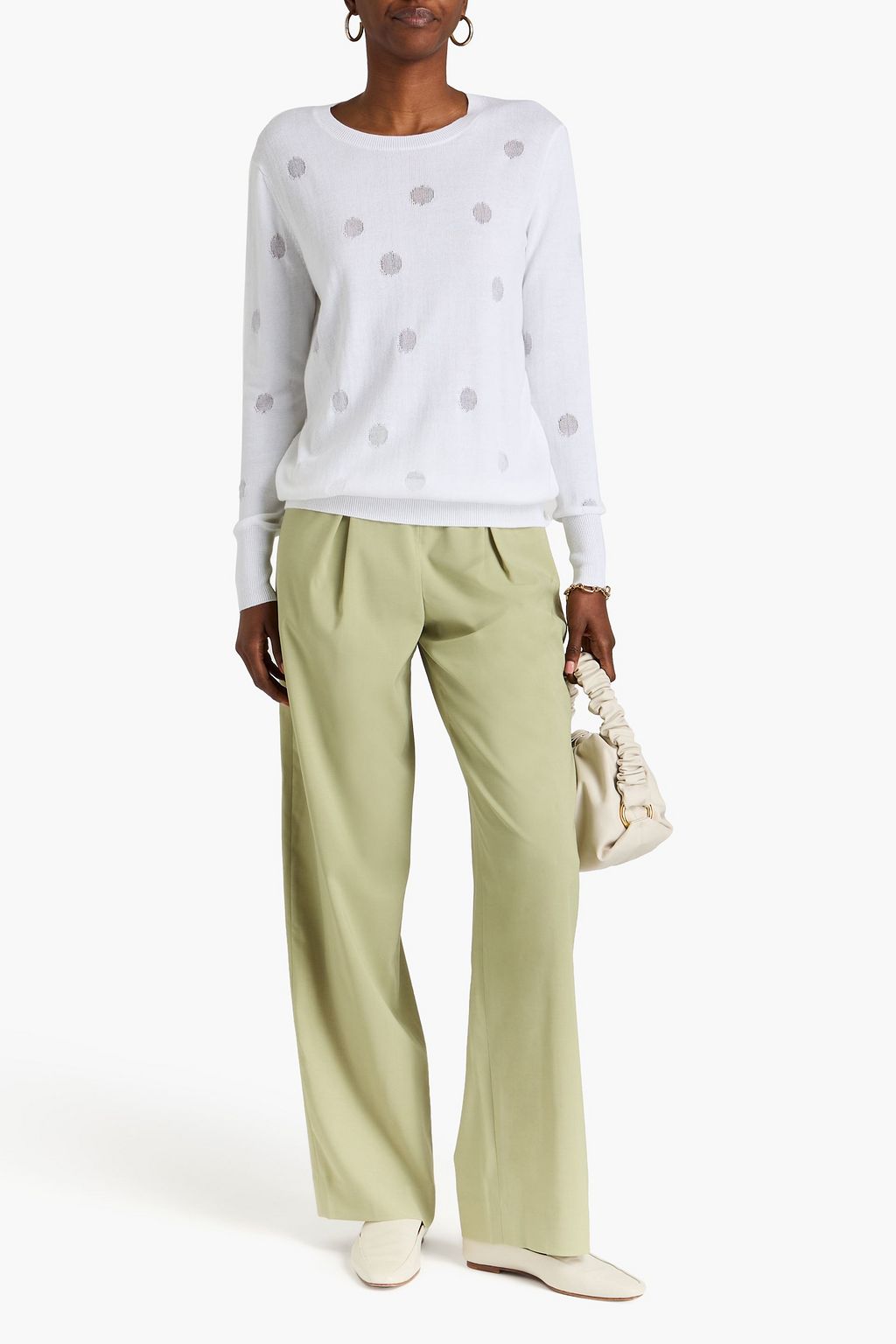 COTTON BY AUTUMN CASHMERE 폴카 도트 코튼 스웨터