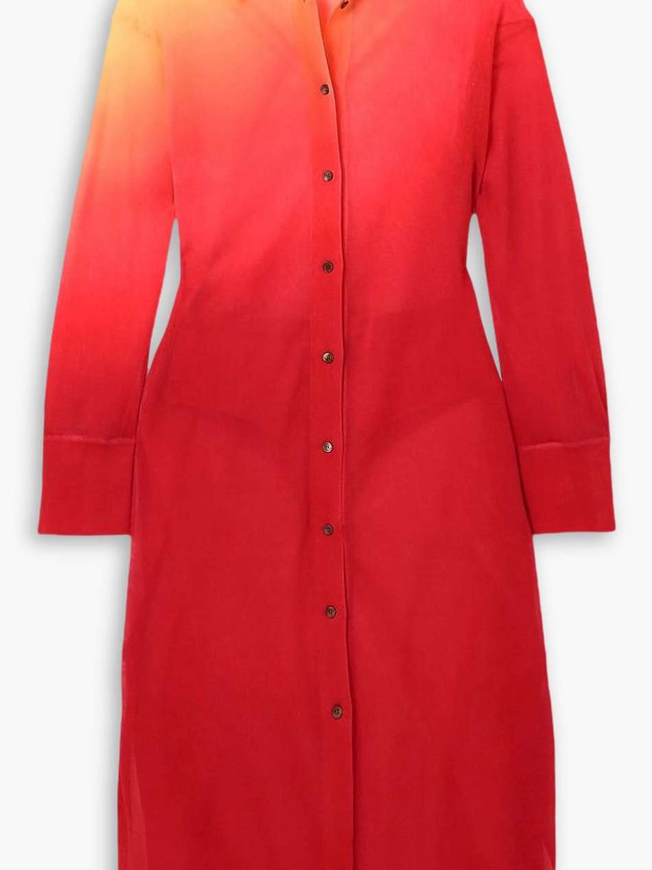 dégradé silk-blend midi shirt dress