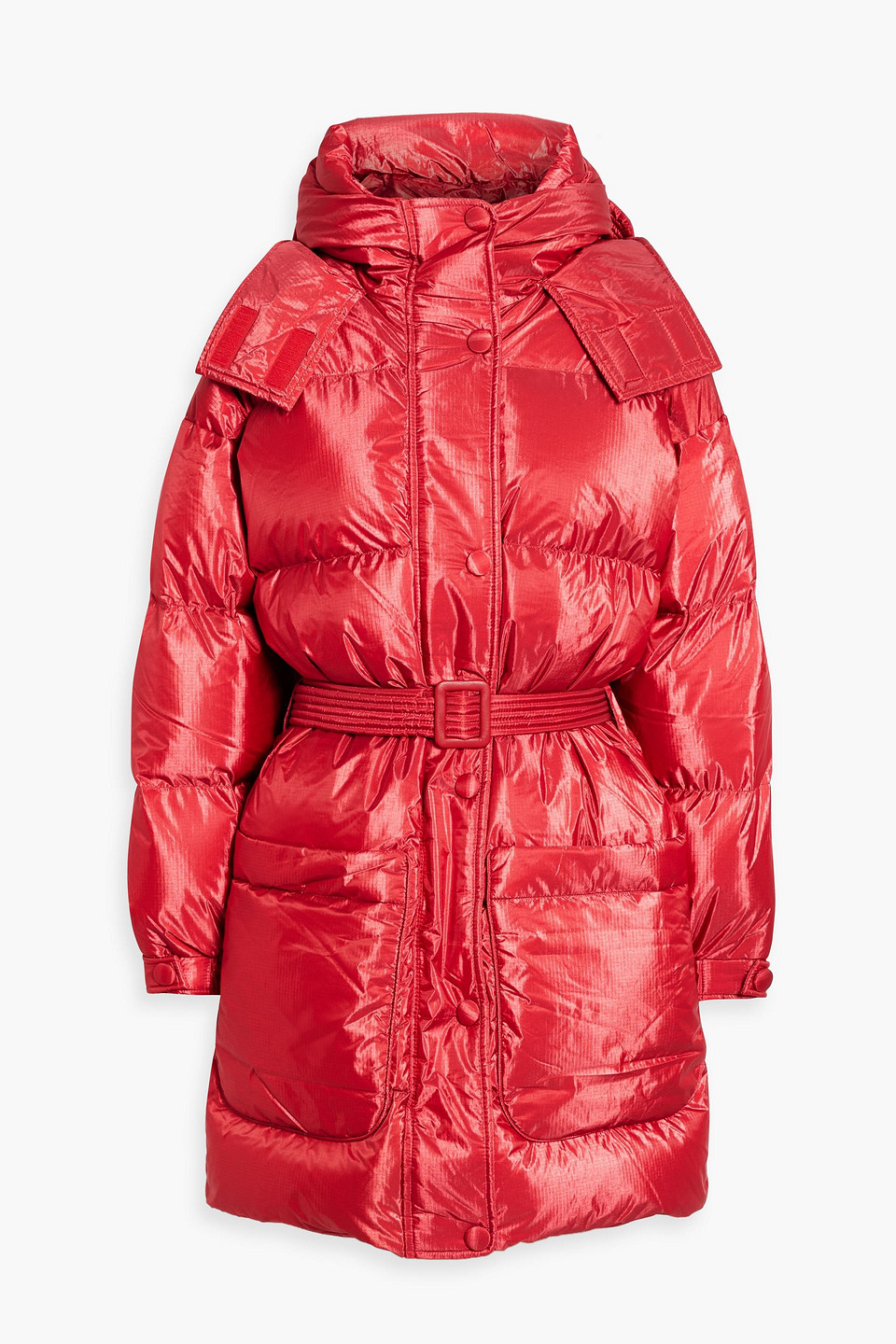 Ienki Ienki Killer J Quilted Ripstop Hooded Down Coat In Red