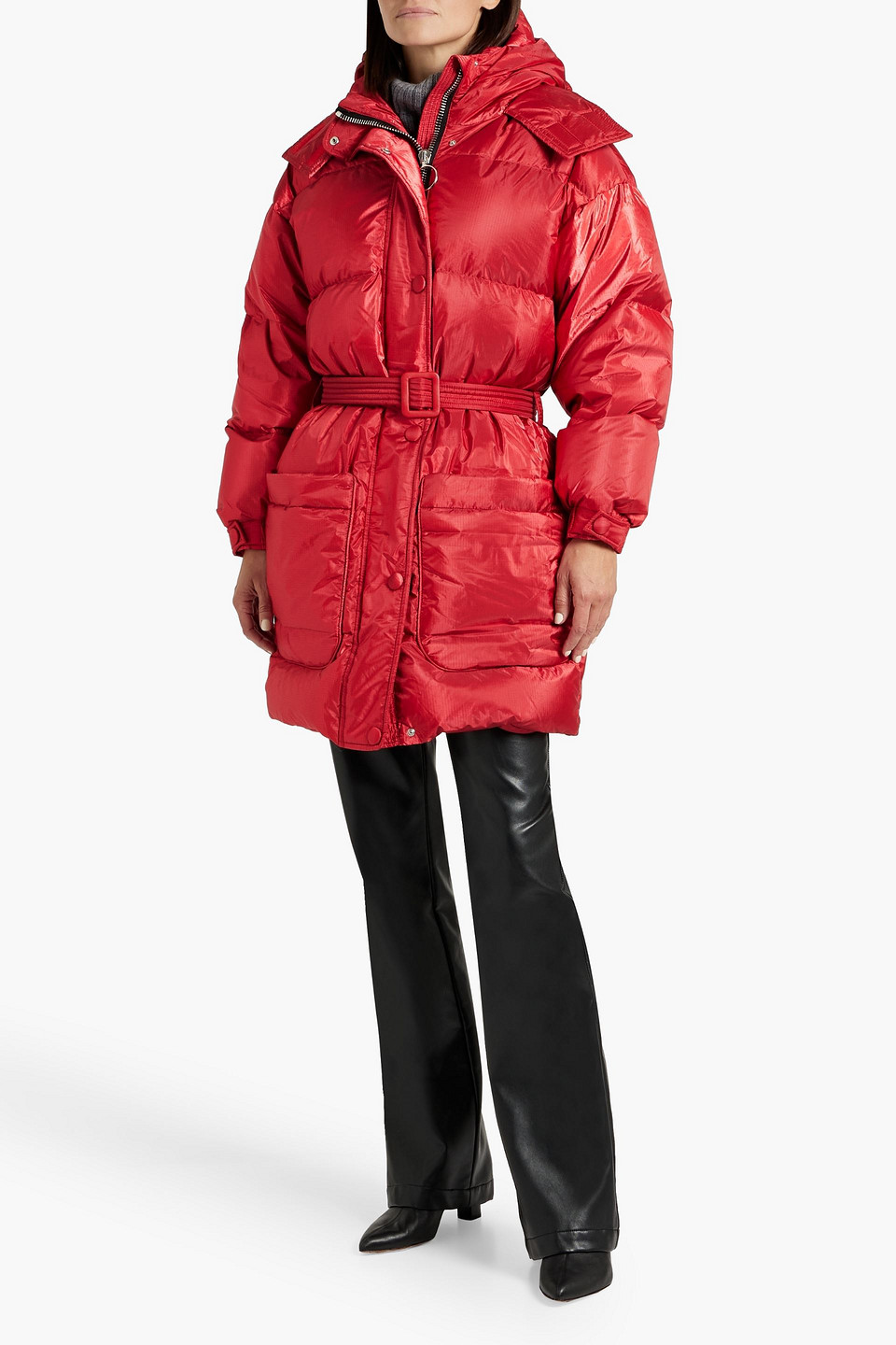 Ienki Ienki Killer J Quilted Ripstop Hooded Down Coat In Red