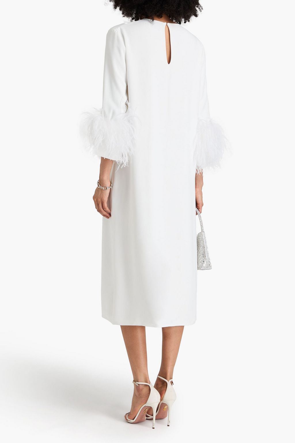 16ARLINGTON Billie Midikleid aus Crêpe mit Federn