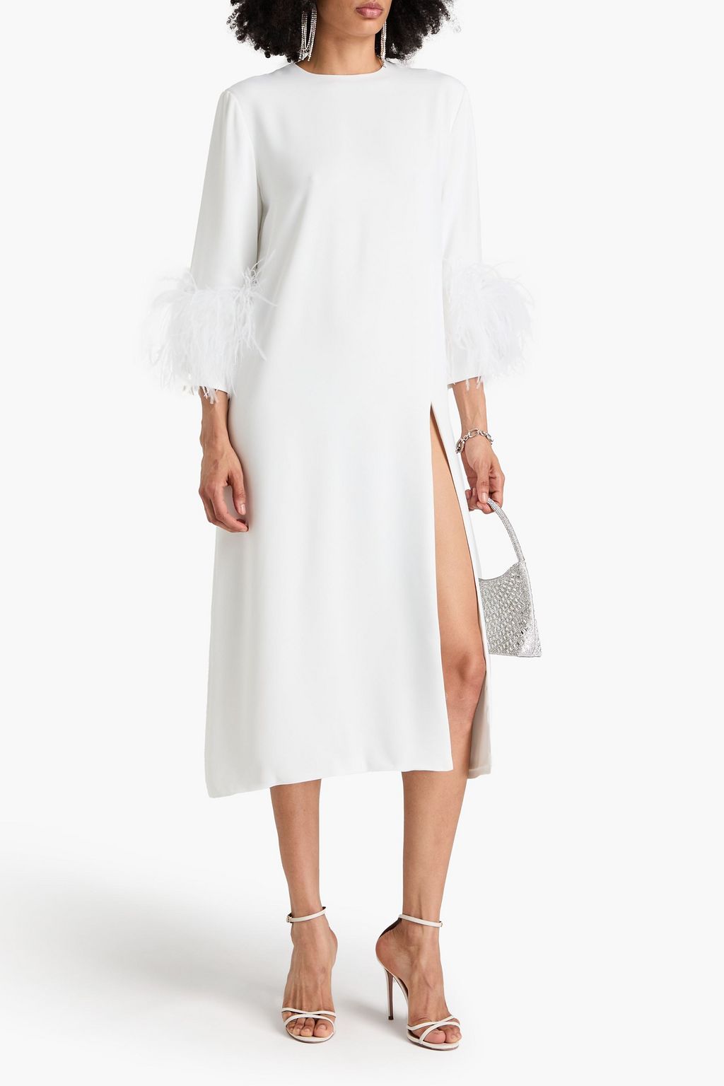 16ARLINGTON Billie Midikleid aus Crêpe mit Federn
