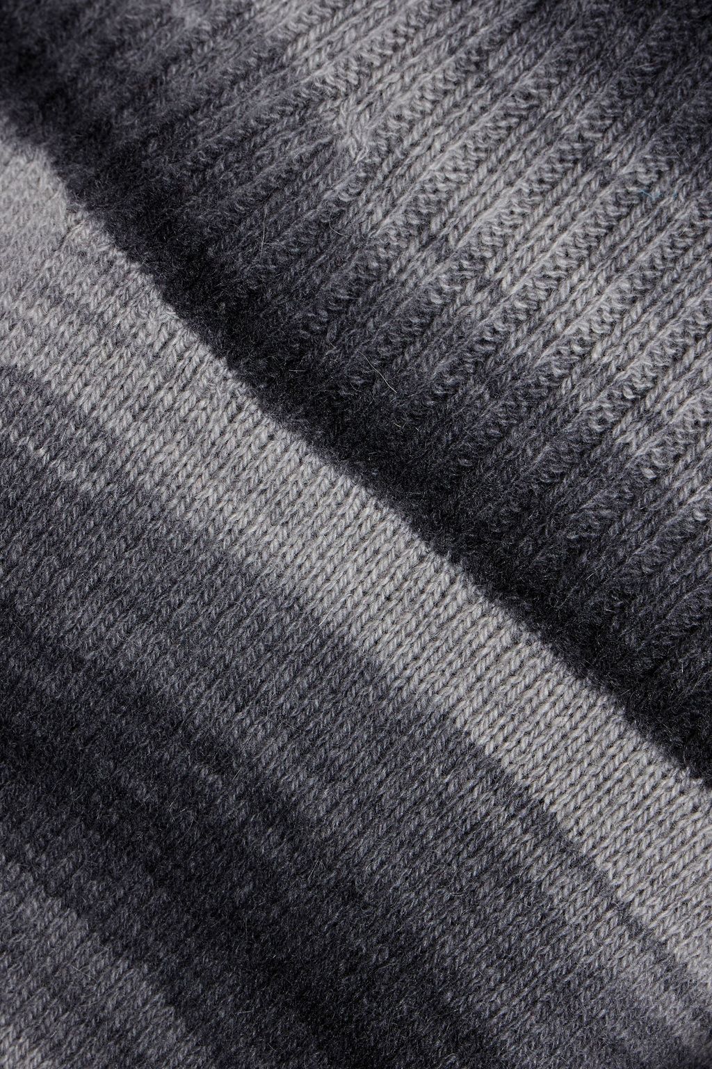 AUTUMN CASHMERE Striped cashmere and wool-blend turtleneck sweater