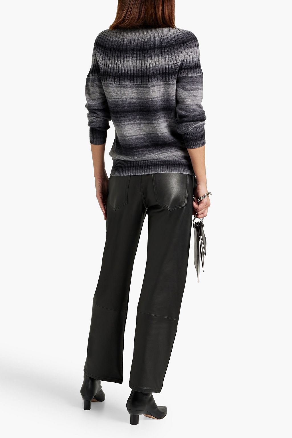 AUTUMN CASHMERE Striped cashmere and wool-blend turtleneck sweater