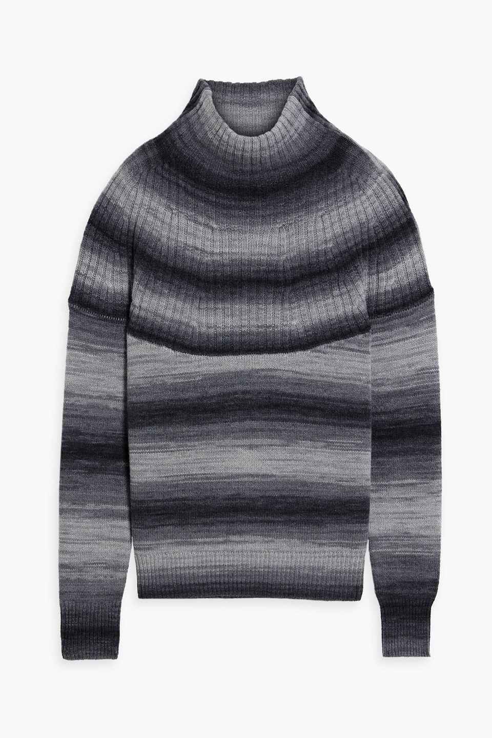 Autumn Cashmere Striped Cashmere Turtleneck Sweater In Gray