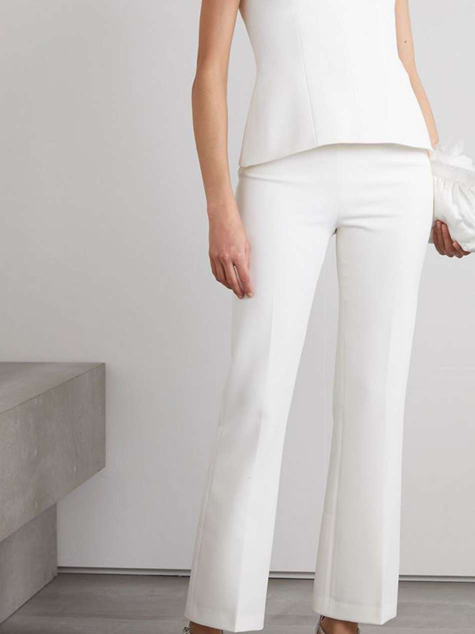 mari pleated stretch-crepe flared pants