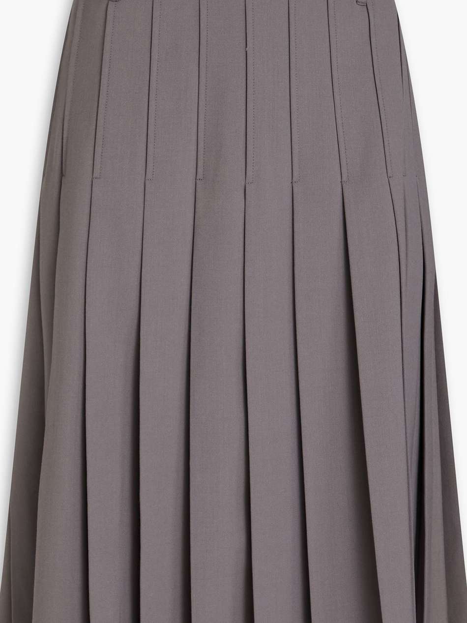 pleated twill midi wrap skirt
