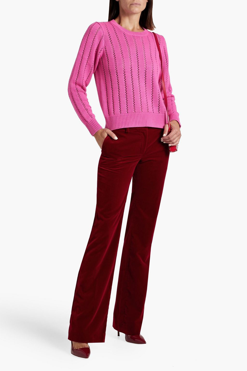 COTTON BY AUTUMN CASHMERE Pointelle-knit cotton sweater