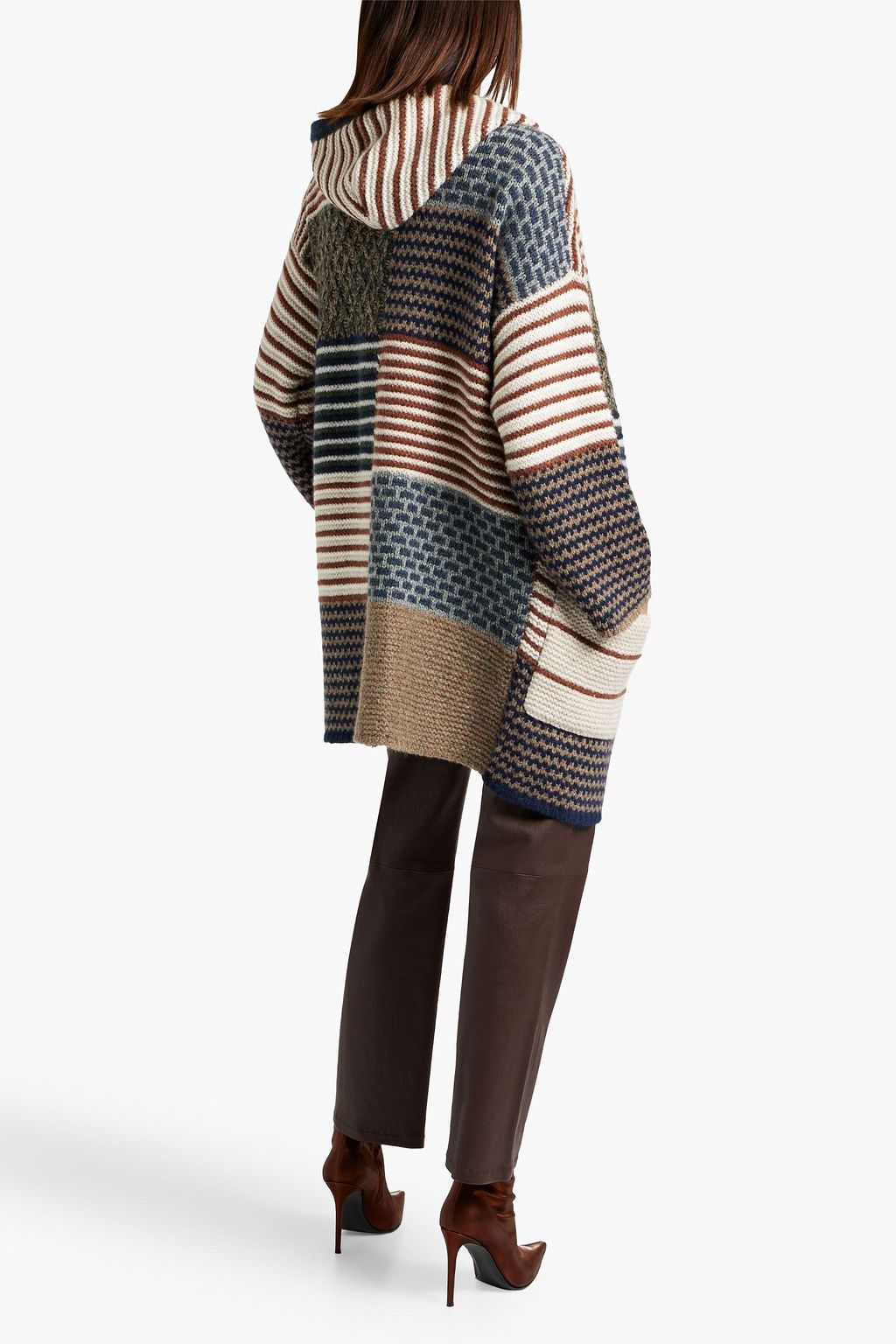 AUTUMN CASHMERE Patchwork-effect hooded wool cardigan