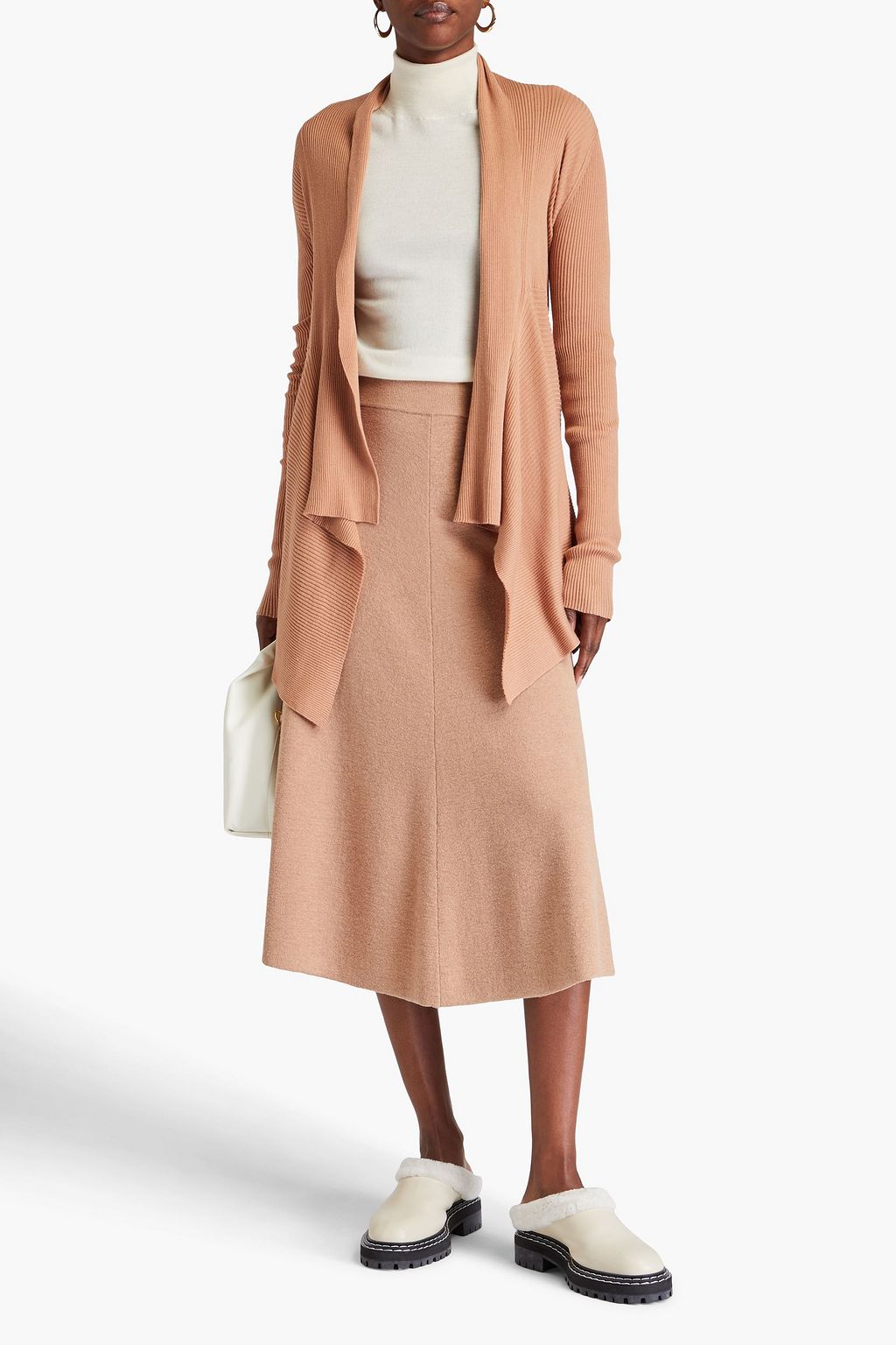 COTTON BY AUTUMN CASHMERE Draped ribbed cotton cardigan