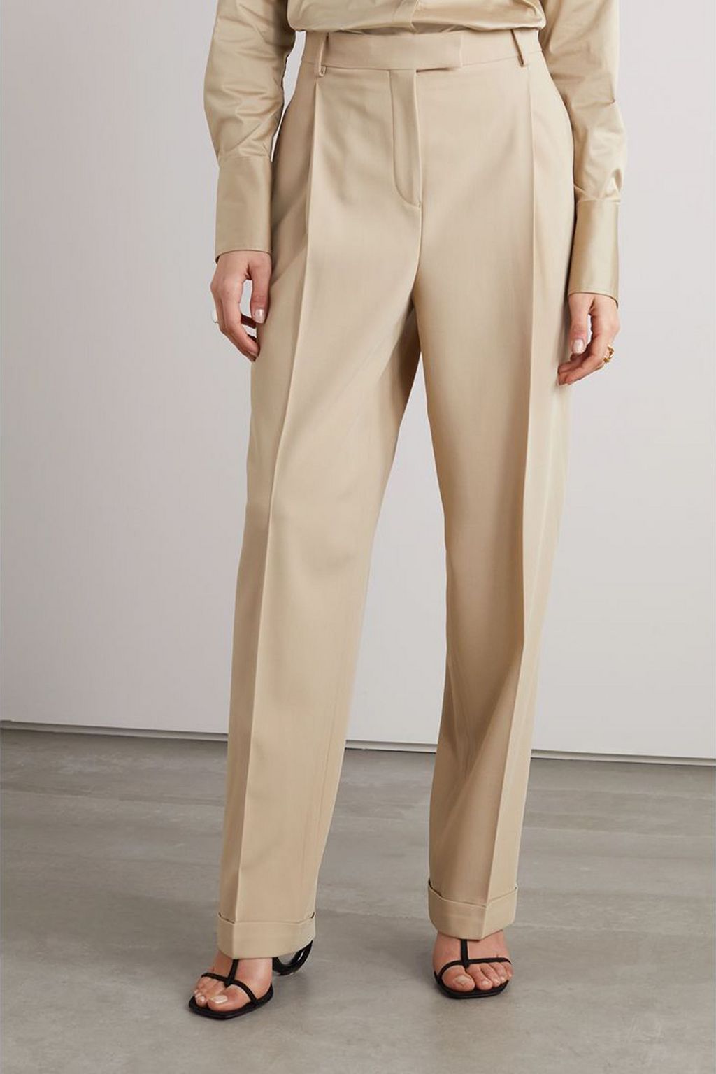 FERRAGAMO Pleated wool straight-leg pants