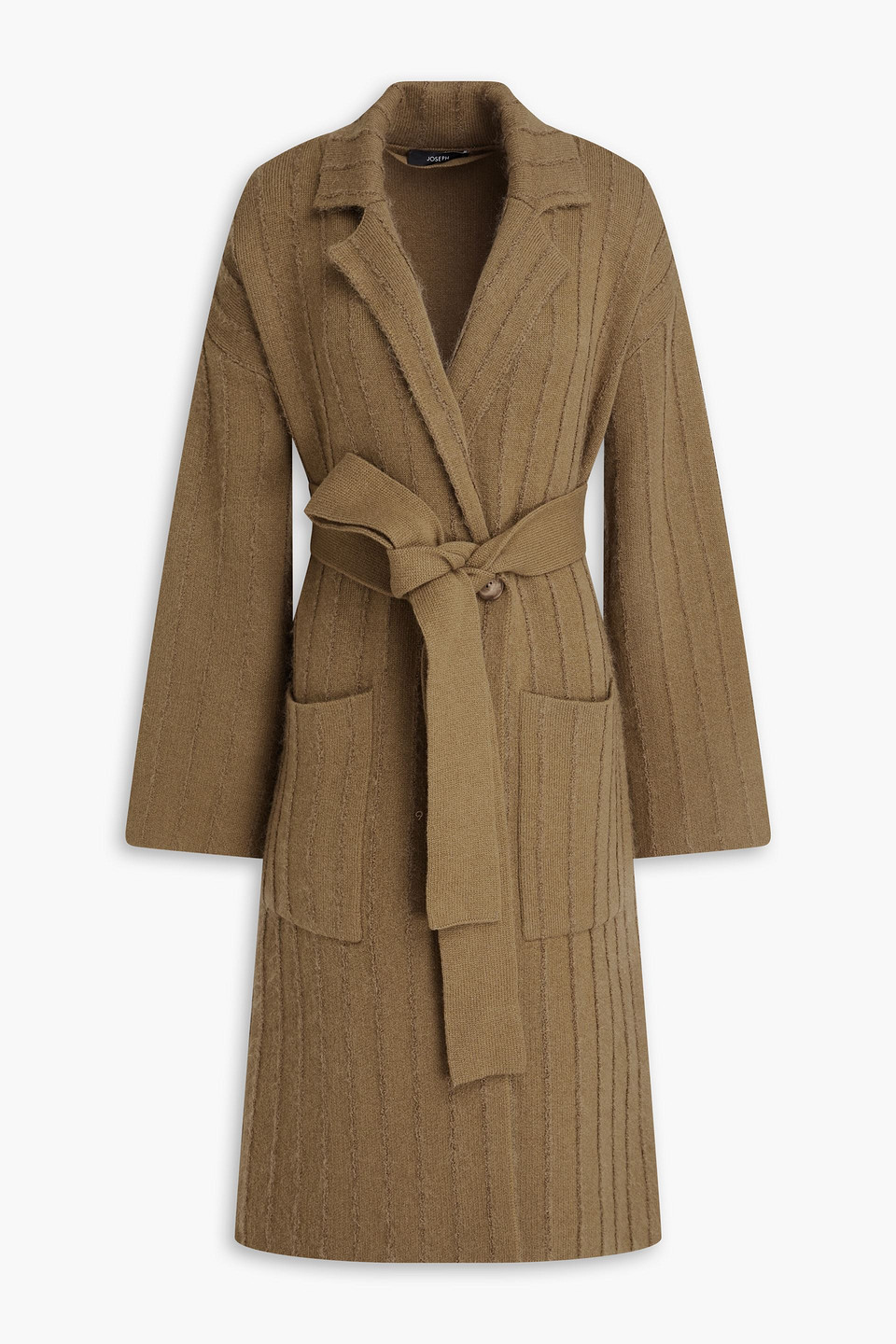 Joseph Striped Fine-knit Coat In Brown