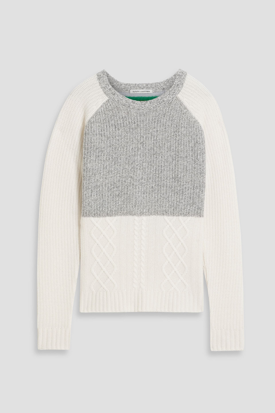 Autumn Cashmere Striped Ribbed Cable-knit Cashmere Sweater In Ivory