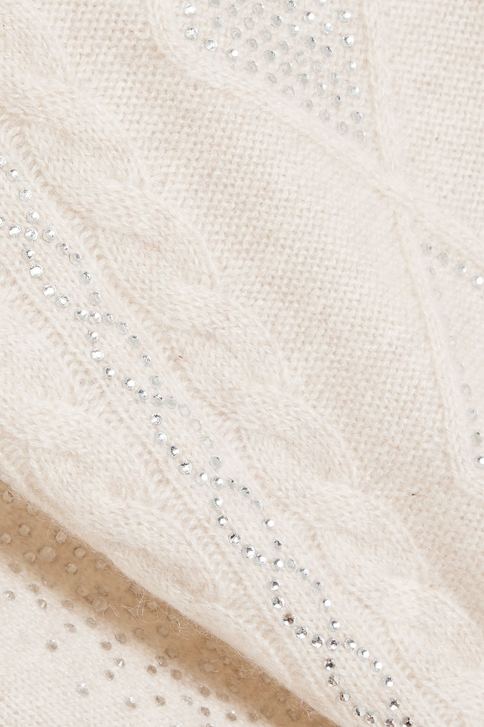 Autumn Cashmere Crystal-embellished Cable-knit Cashmere Sweater In Beige