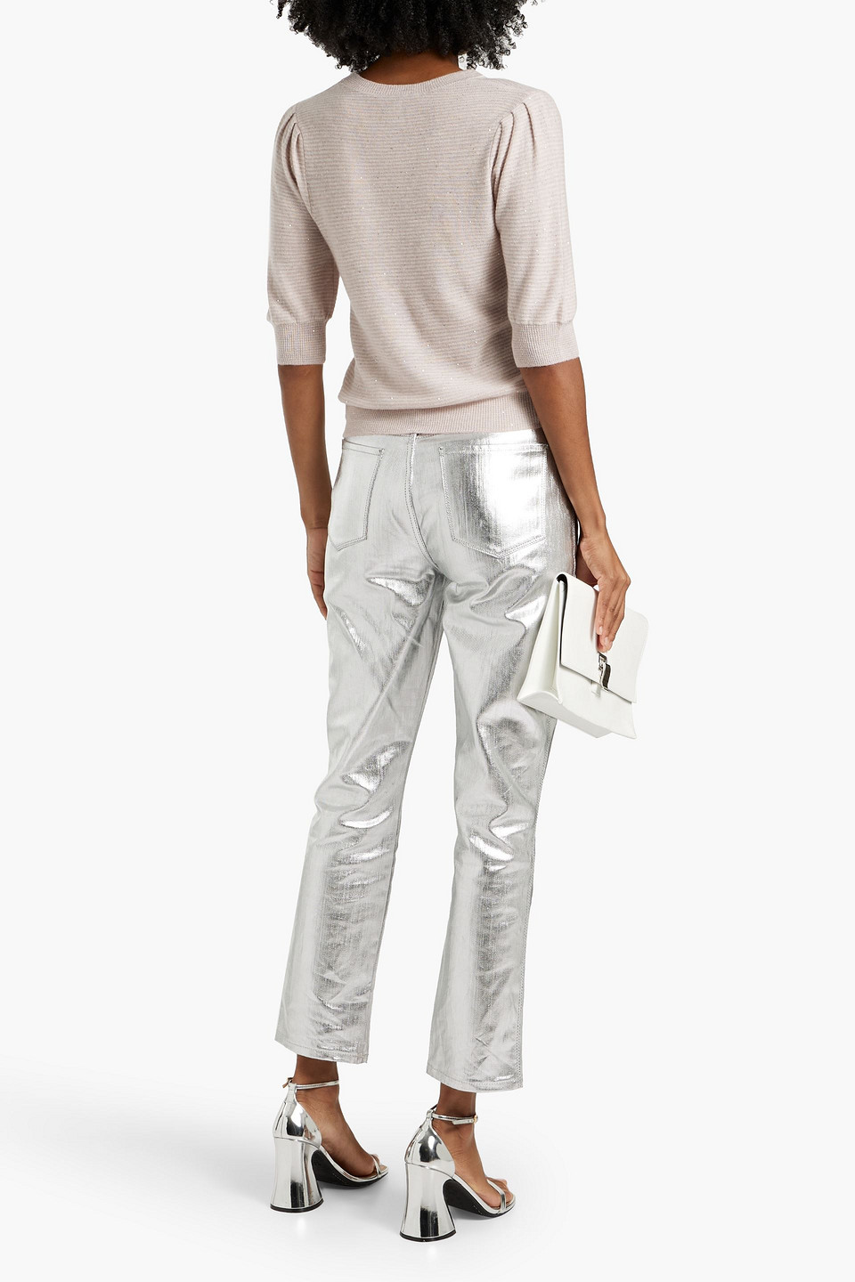 Shop Autumn Cashmere Sequin-embellished Cashmere-blend Sweater In Pastel Pink