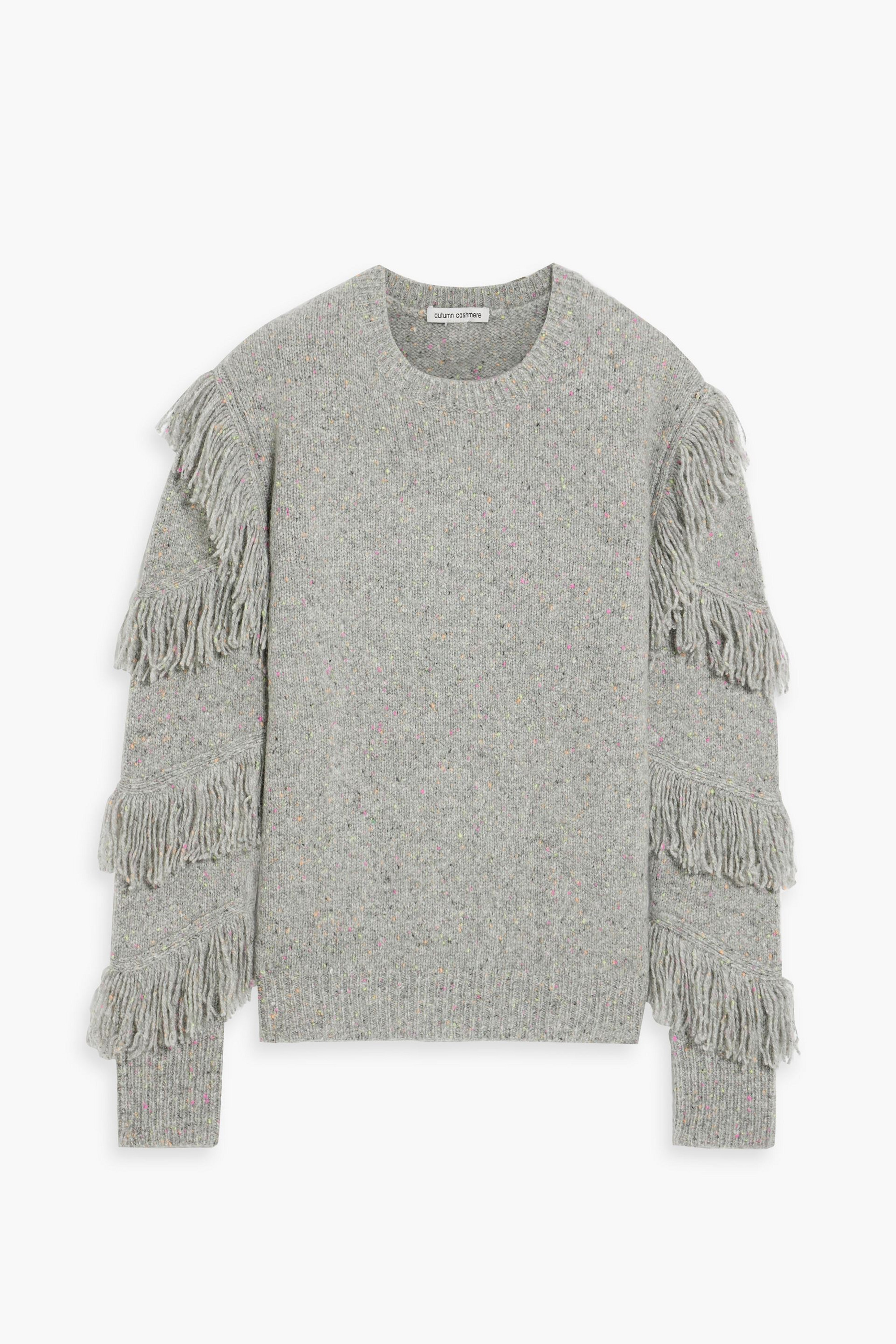 COTTON BY AUTUMN CASHMERE Fringed Donegal cashmere sweater thumbnail